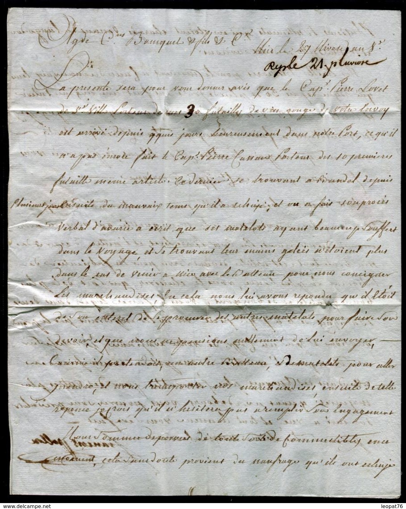 France - Lettre Avec Texte De Nice Pour Adge En 1800 - Ref N 213 - 1701-1800: Vorläufer XVIII