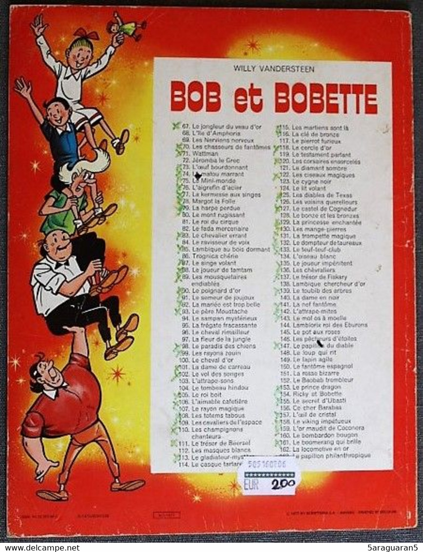 BD BOB ET BOBETTE - 110 - Les Champignons Chanteurs - Rééd. 1977 - Bob Et Bobette