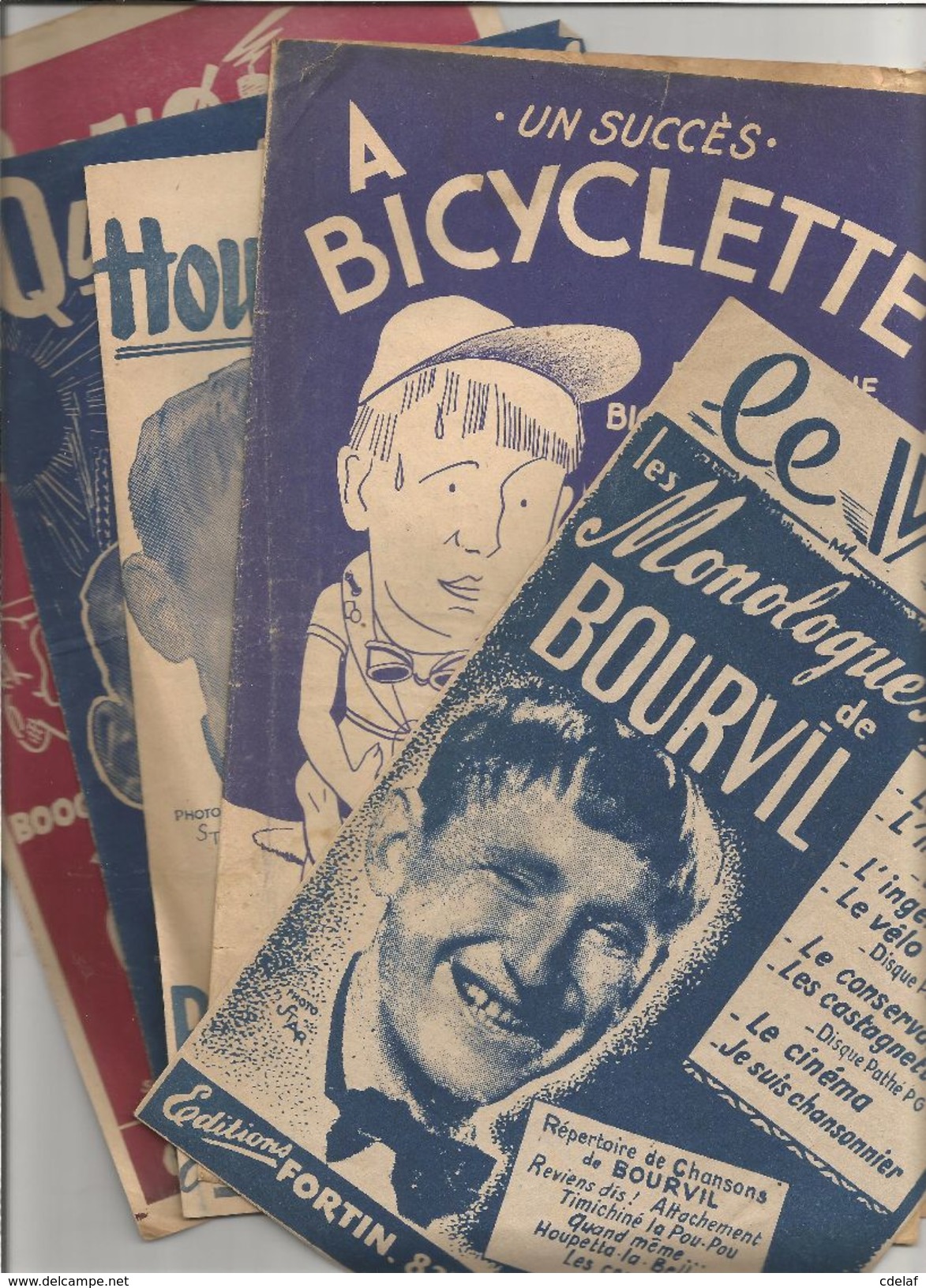 5 Partitions Musicales " Bourvil " Le Vélo,à Bicyclette,le Bougie,quand Même ,houpetta-la-bella Envoi 1,50 - Spartiti