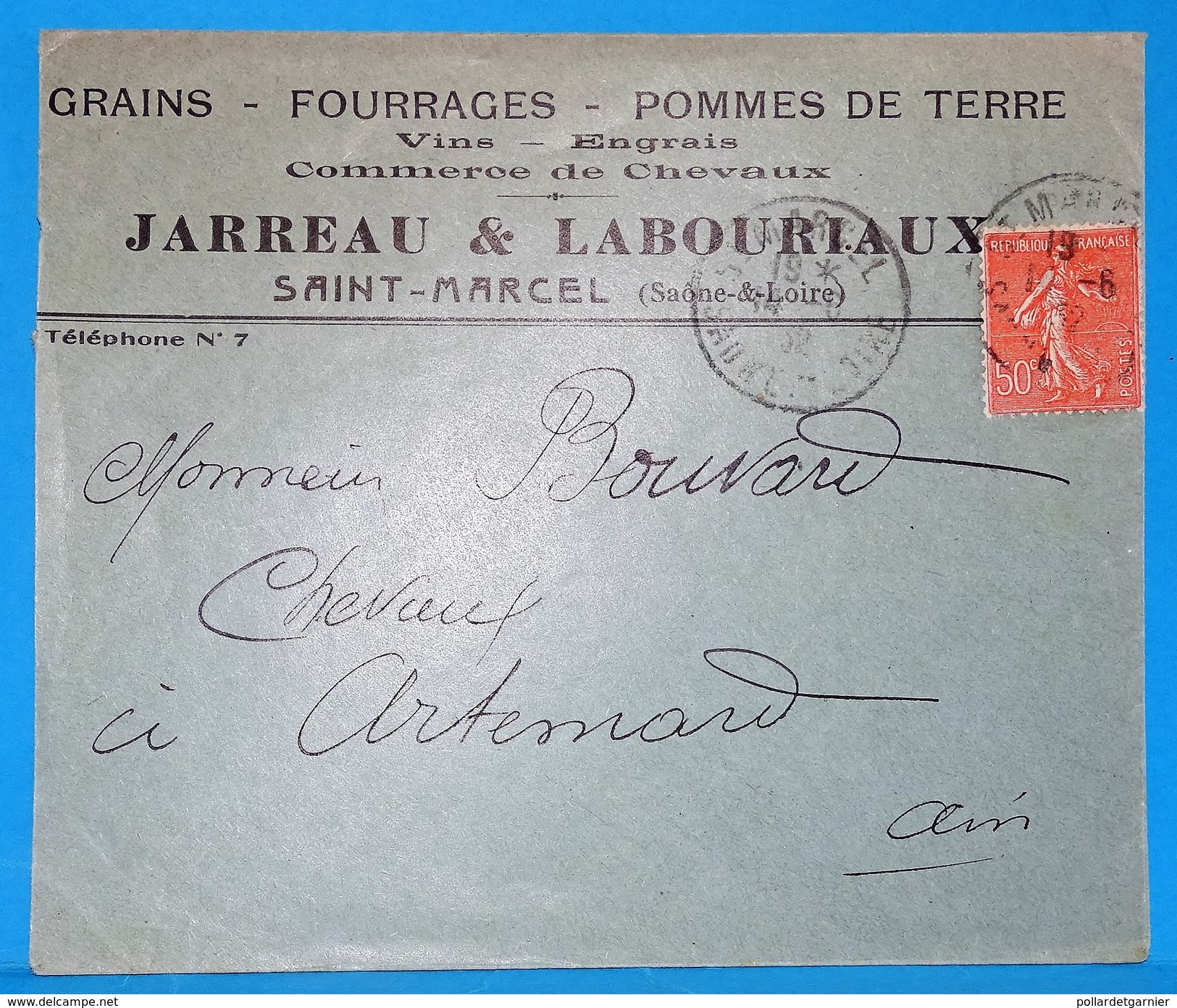 Lettre 1932  à Entête Cachet  Saint Marcel Saone Et Loire 71 Sur Semeuse Rouge  Jareaupommes De Terre Fourrages  Grains - Agriculture