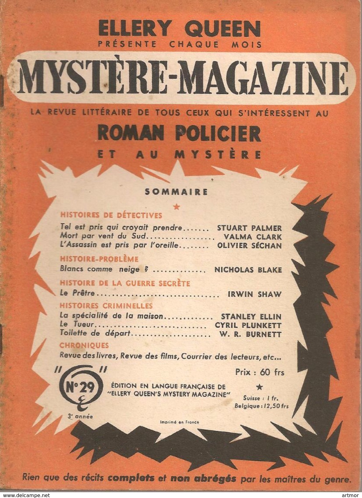 MYSTÈRE-MAGAZINE N°29 - Opta - Ellery Queen Magazine