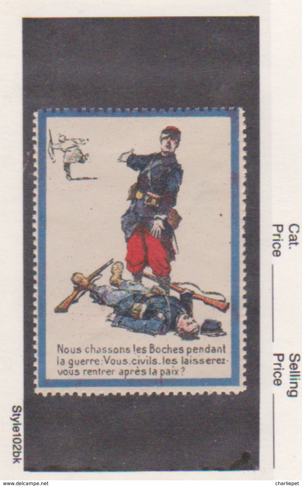 France WWI  3 Soldiers In Battle Vignette  Military Heritage Poster Stamp - Militario