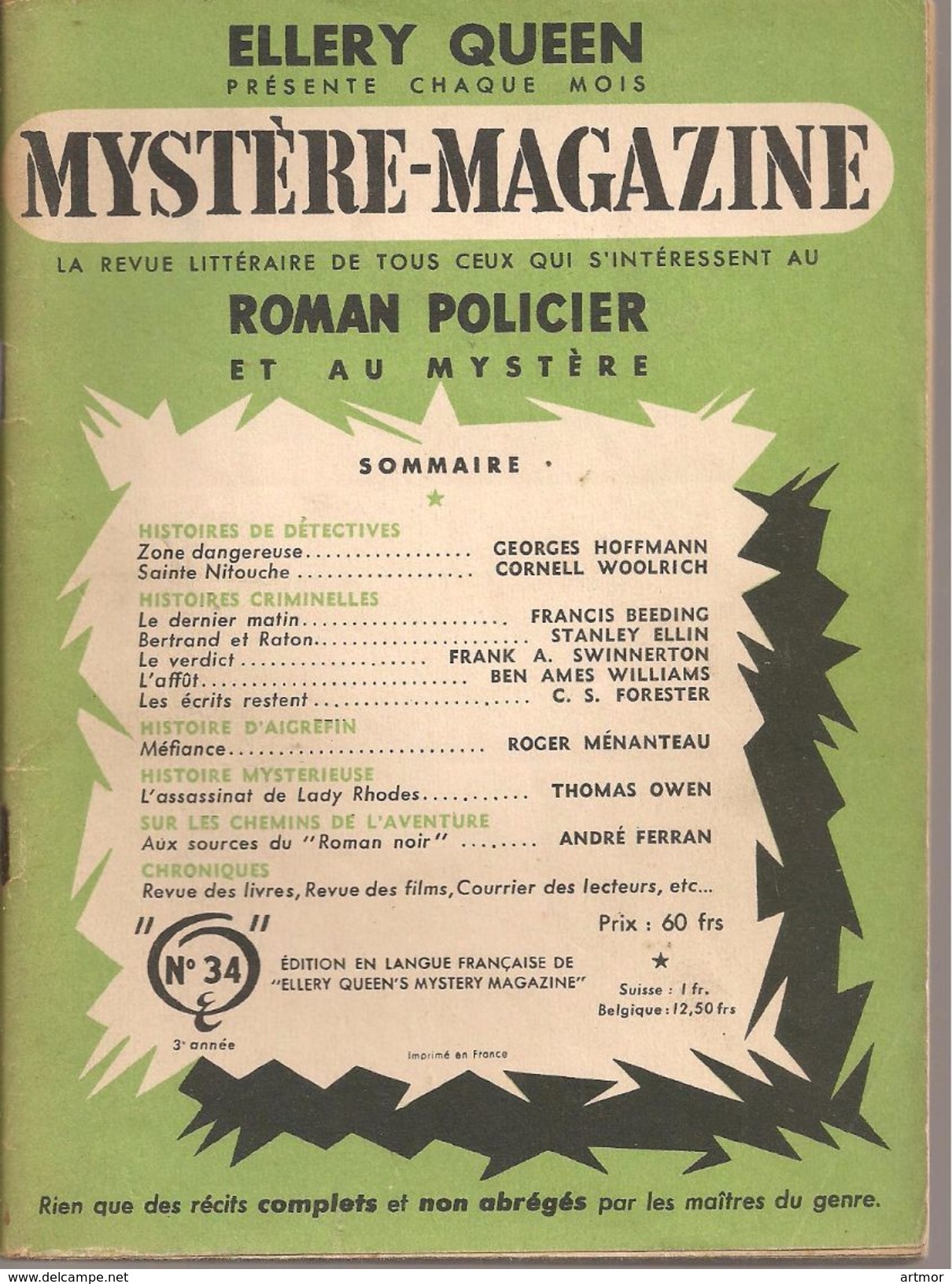 MYSTÈRE-MAGAZINE N° 34 - Opta - Ellery Queen Magazine