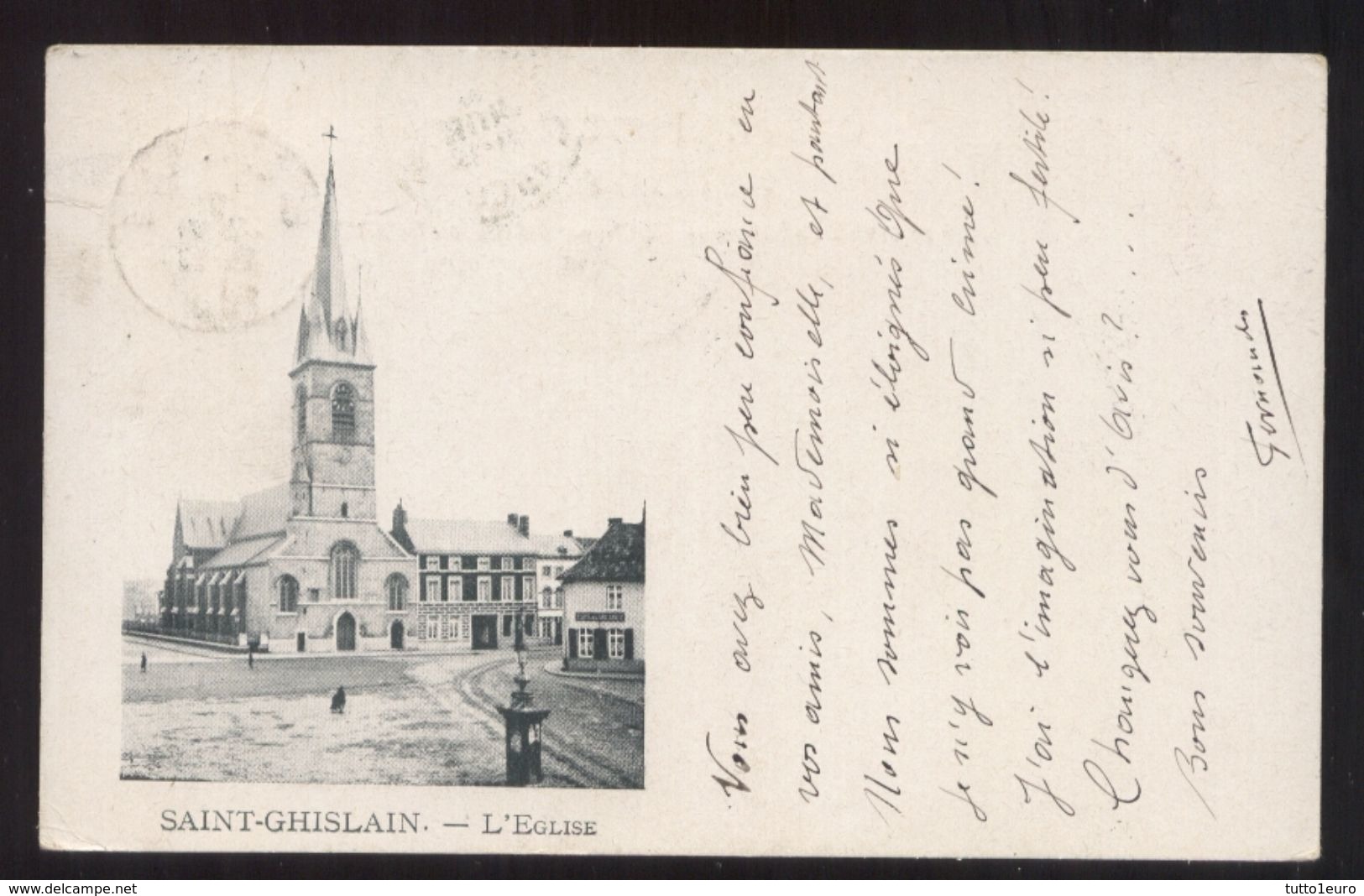 BELGIO - SAINT GHISLAIN - 1900 - L'EGLISE - VIAGGIATA X TORINO - Saint-Ghislain