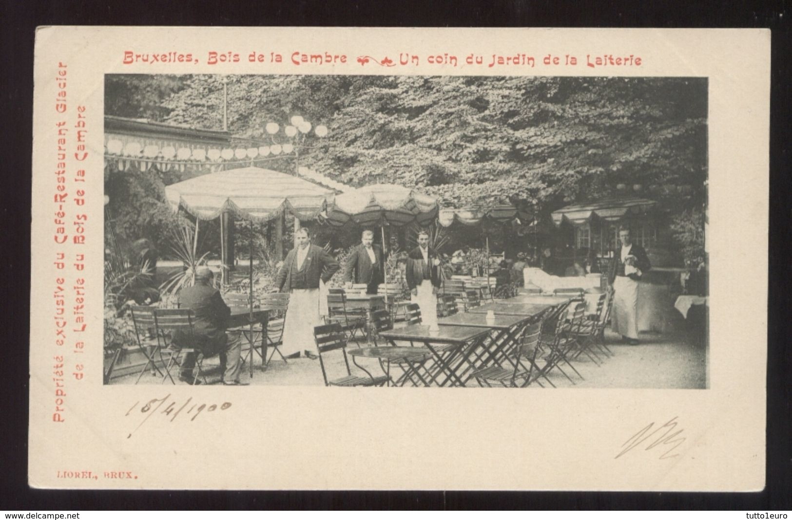 BELGIO - BRUXELLES - 1900 - BOIS DE LA CAMBRE - UN JARDINA DE LA LATERIE - CAFE RESTAURANT GLACIER - Bar, Alberghi, Ristoranti