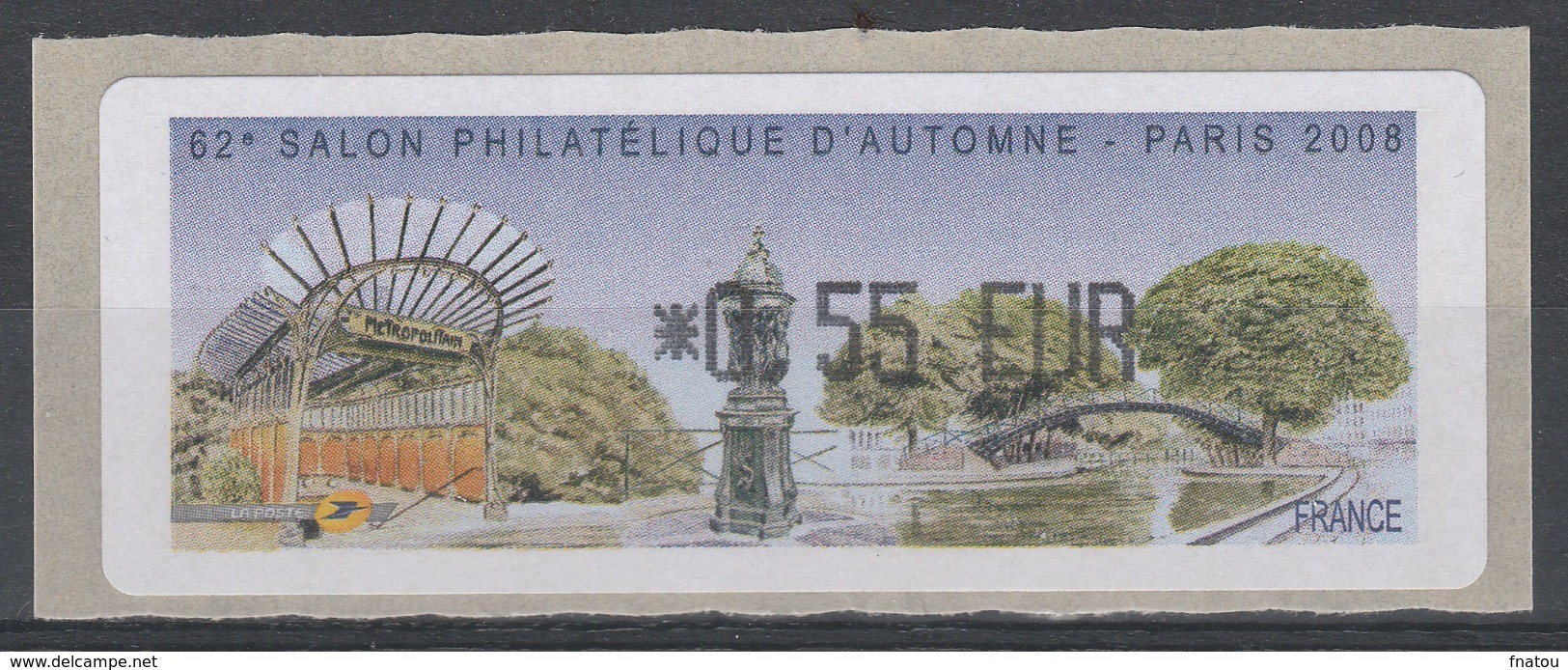 France, ATM Label, Philatelic Exhibition Paris, 2008, 0,55€, MNH VF - 1999-2009 Illustrated Franking Labels
