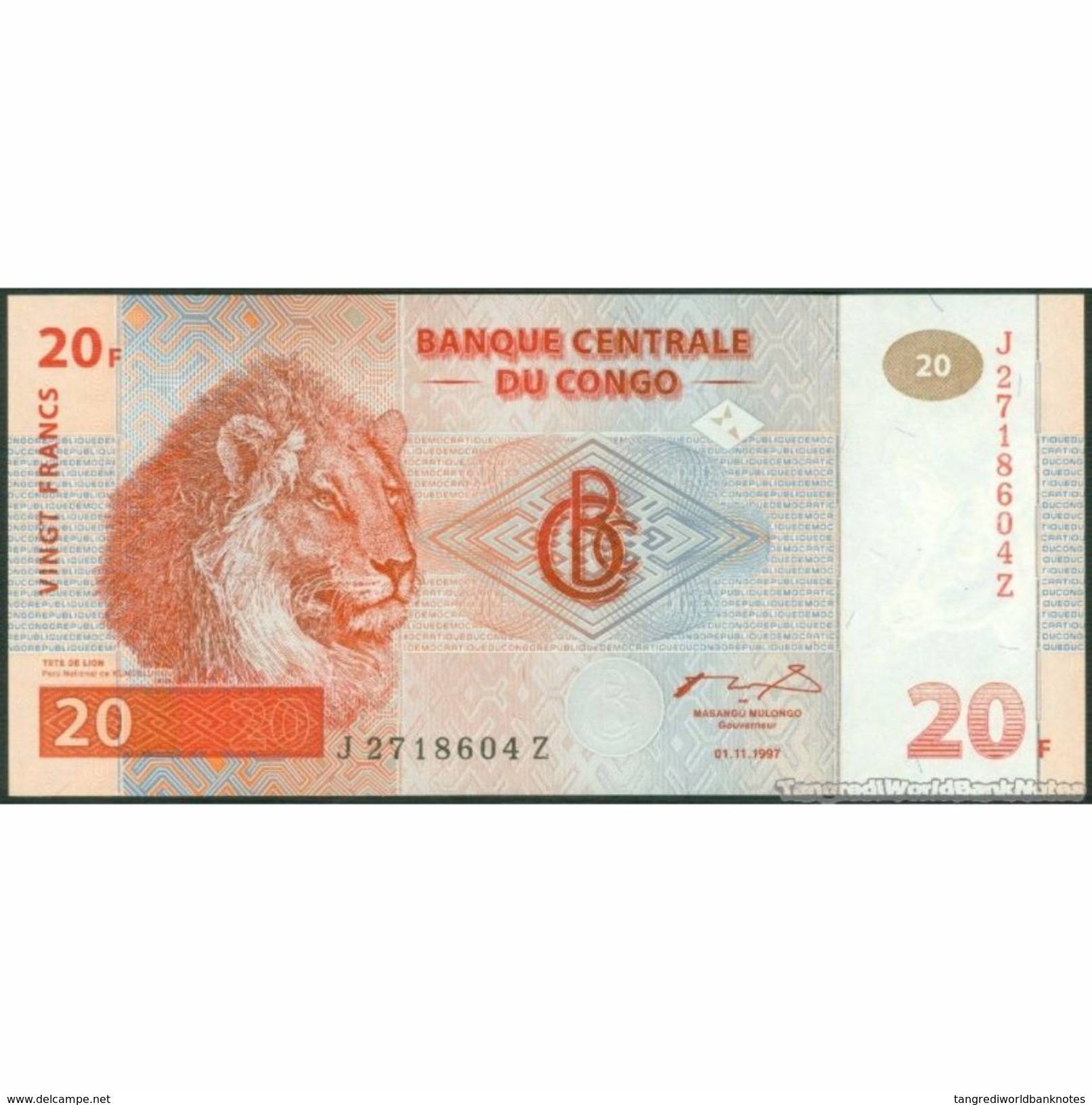 TWN - CONGO DEM. REP. 88A - 20 Francs 1.11.1997 Replacement J-Z (HdM) UNC - Democratische Republiek Congo & Zaire