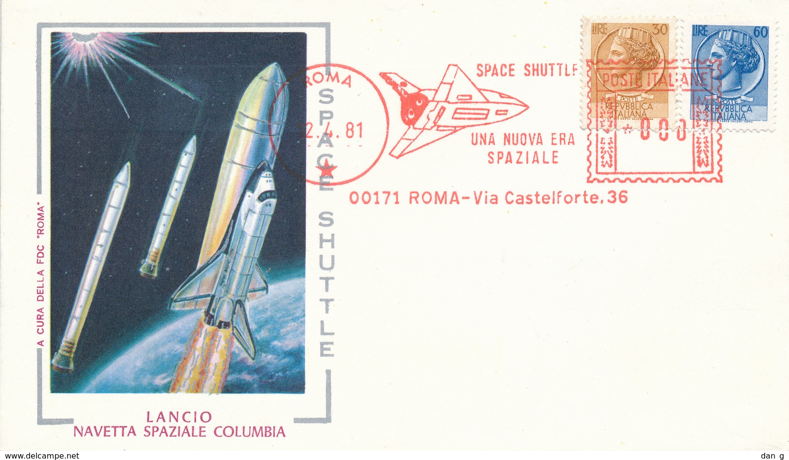 Space Italy Italia 12.4.1981 Shuttle STS-1 Launch Columbia Roma FRAMA - Europe