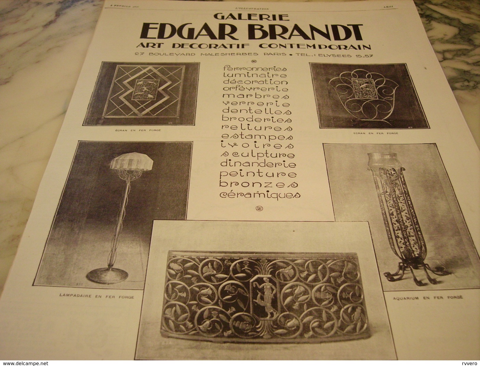 ANCIENNE PUBLICITE ART DECORATIF  GALERIE EDGAR BRANDT 1927 - Other & Unclassified