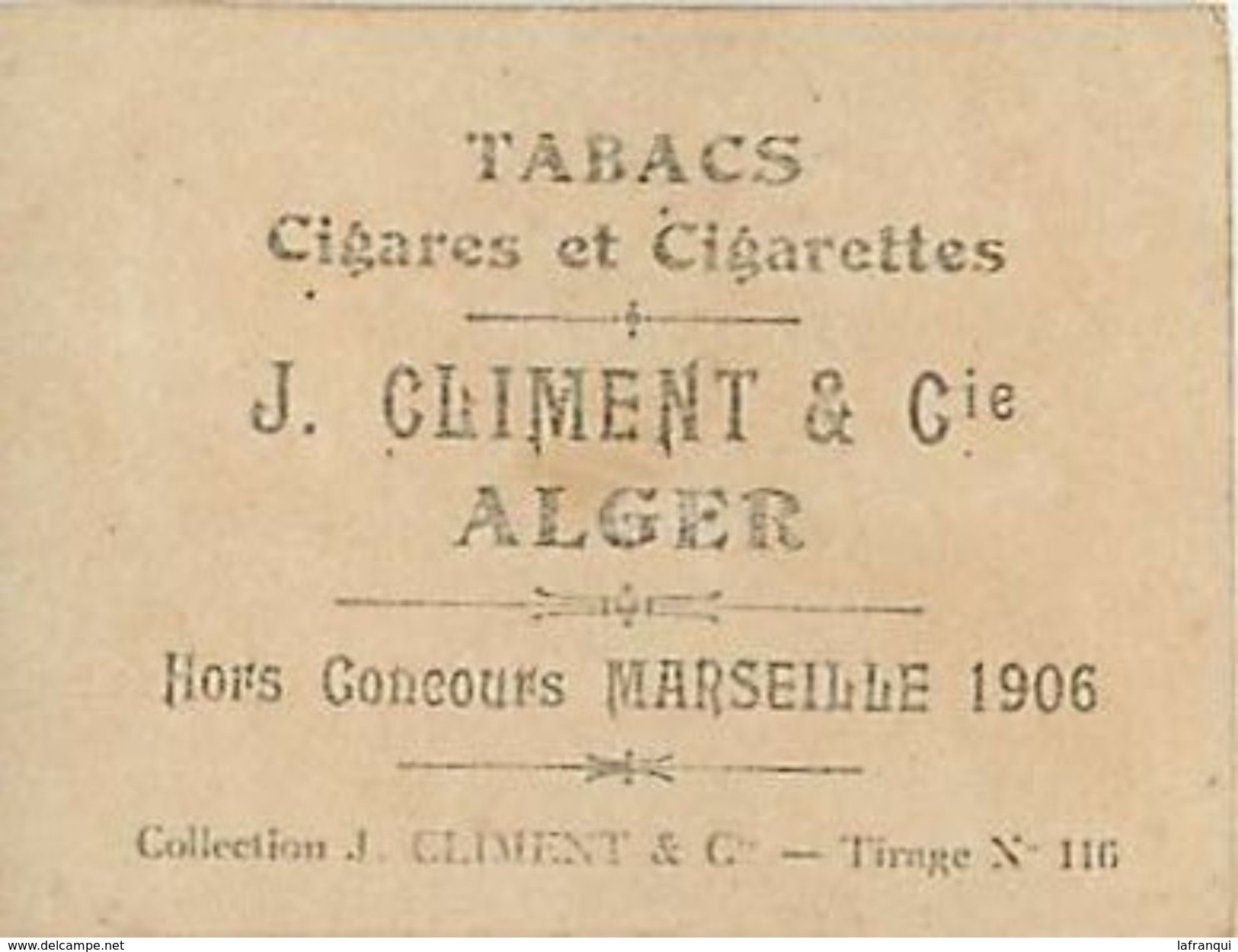 - Themes Div -ref U416- Tabac -chromo Publicité Cigarettes Climent -alger  - Artistes - Artiste Femme - Heglon - - Climent