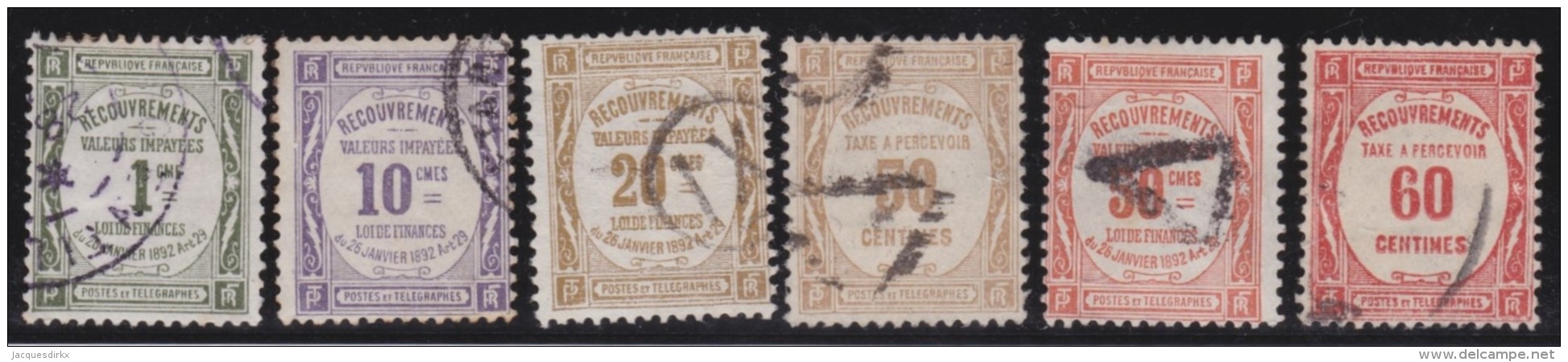 France   .   Yvert    .      Taxe     43/48        .        O       .        Oblitéré - 1859-1959 Used