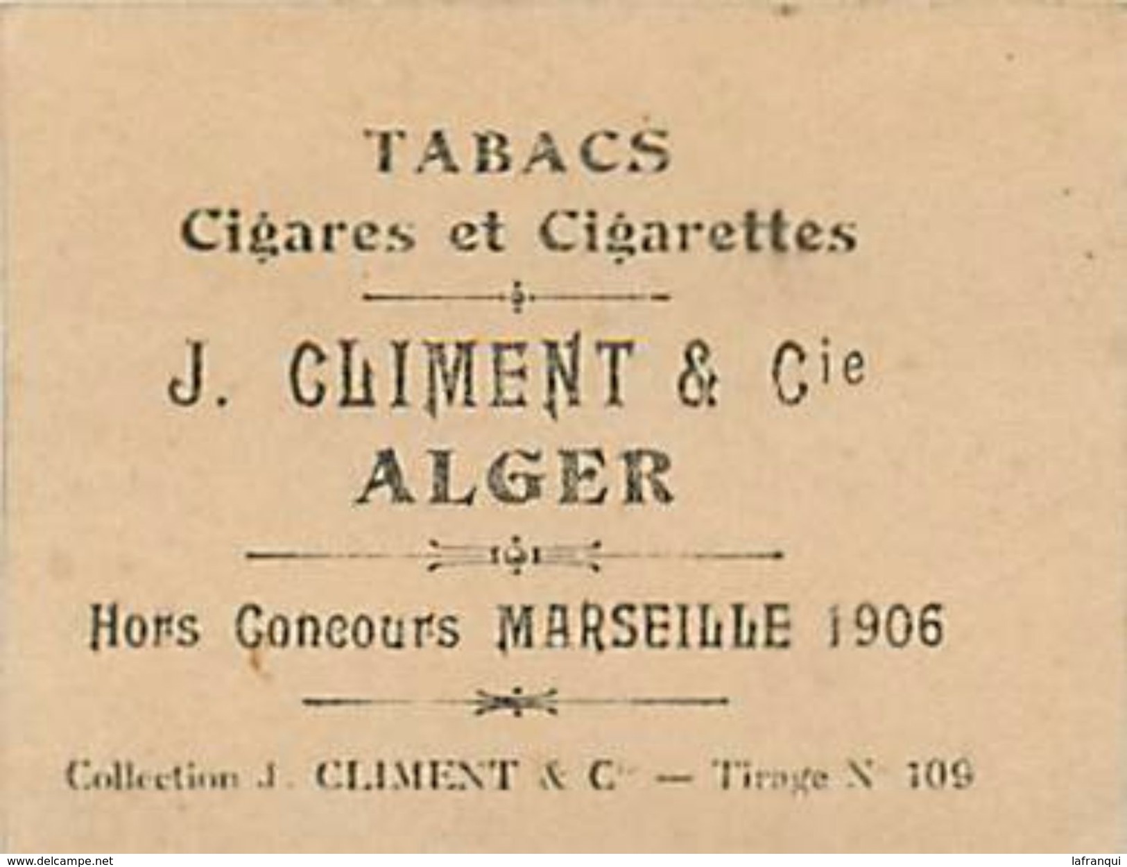 - Themes Div -ref U415- Tabac -chromo Publicité Cigarettes Climent -alger  - Artistes - Artiste Femme - Lutece - - Climent