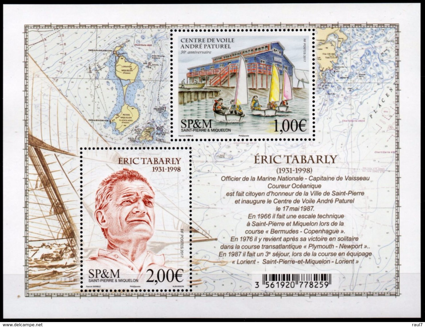 St Pierre Et Miquelon 2017 - Hommage à Eric Tabarly, Voiliers - BF Neufs // Mnh - Neufs