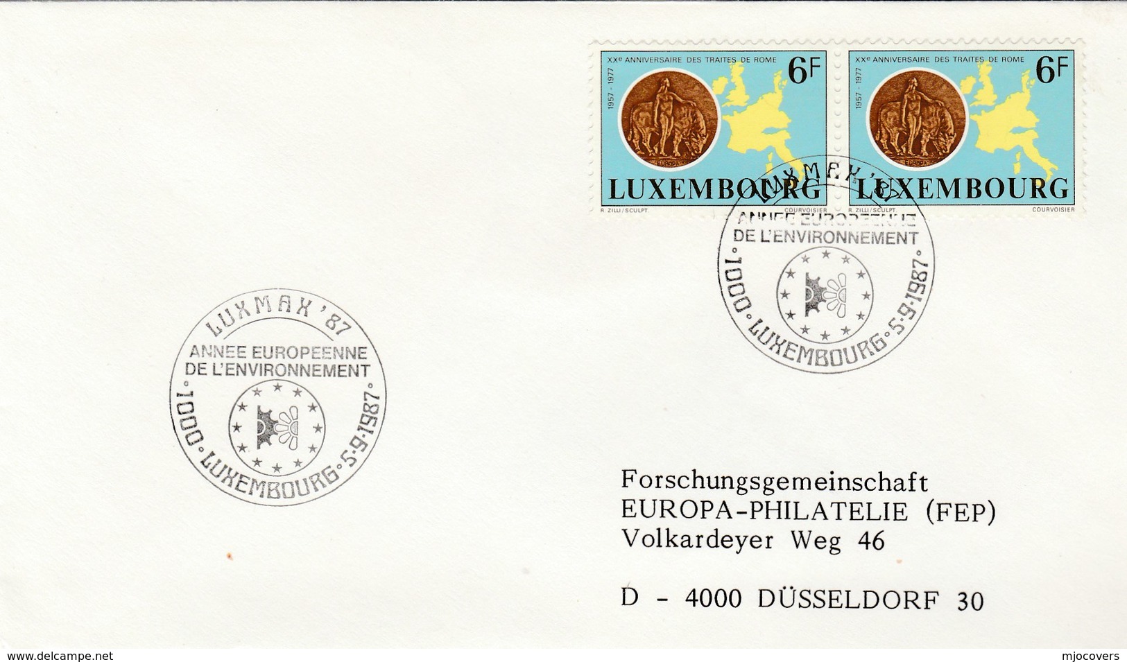 1987 LUXEMBOURG European ENVIRONMENT YEAR EVENT COVER Franked 2x TREATY OF ROME Stamps European Community Map - Covers & Documents