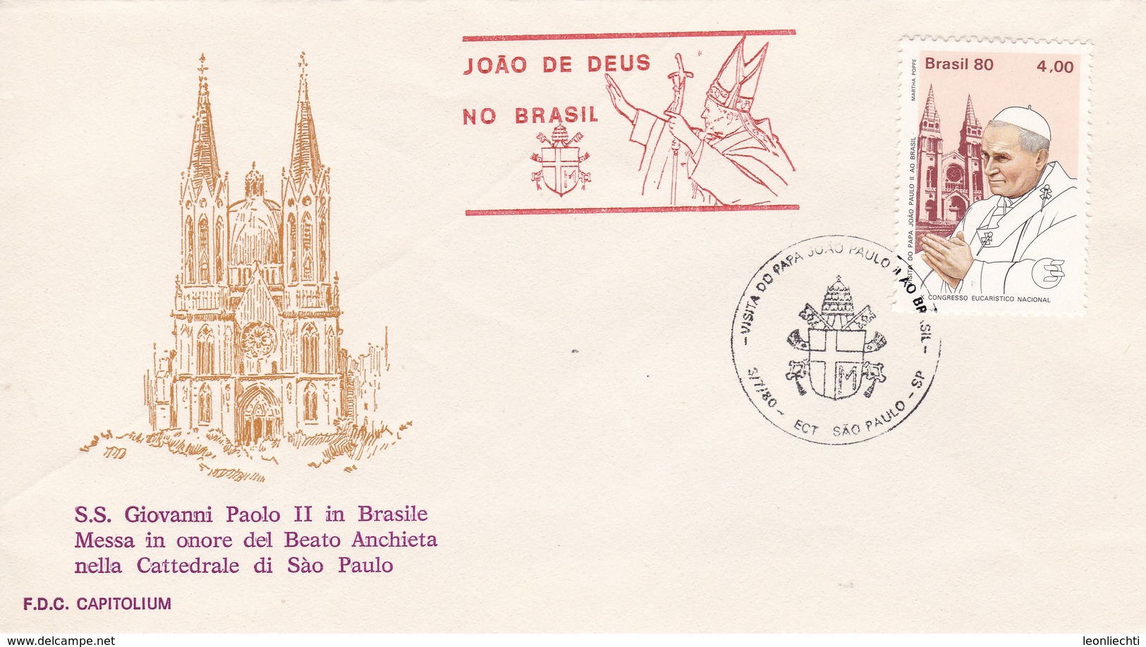 Vatikan. 1980.  Papstreise Brasilien