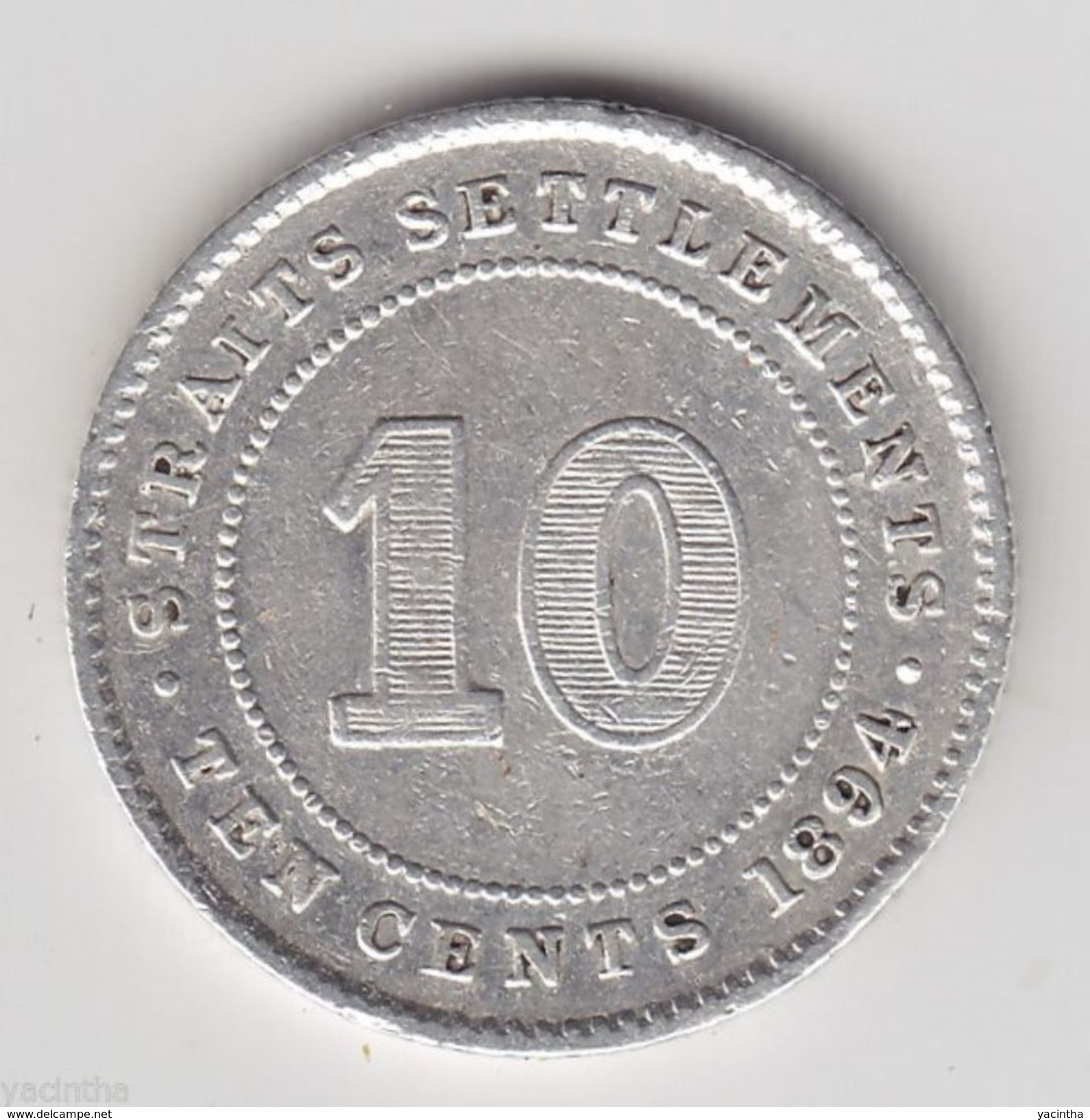 @Y@     STRAITS SETTLEMENTS 10 Cents 1894 (item 3117) - Inde