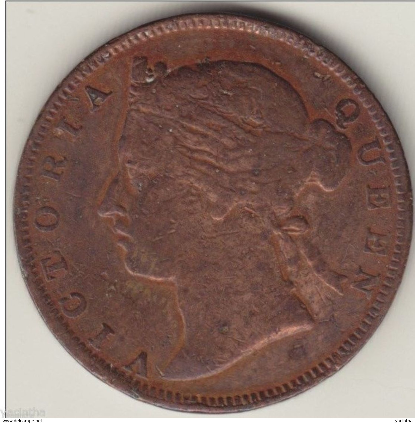 @Y@     STRAITS SETTLEMENTS 1/2 Cent 1873 Copper (2763) - Indien