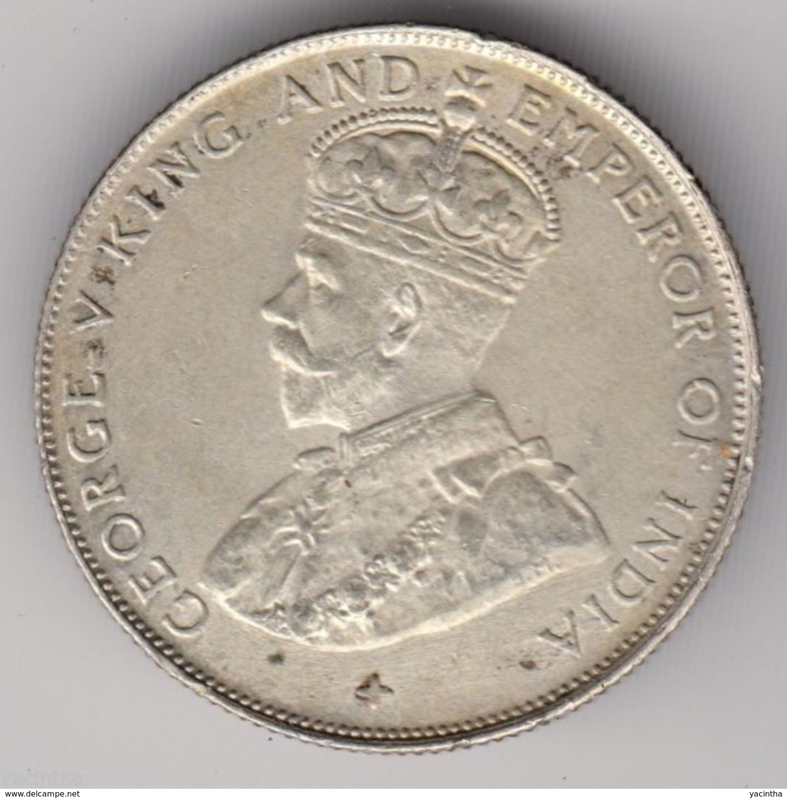 @Y@   Straits Settlements 1921 50 Cents Half Dollar Coin (4903) - Inde