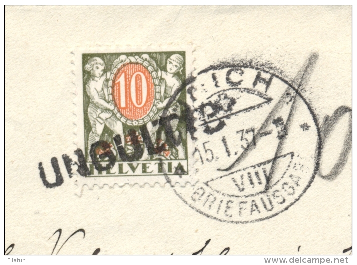 Schweiz - 1937 - 10 Porto UNGULTIG &amp; 10 C Porto On Cover St Gallen - Zürich Vv - Segnatasse