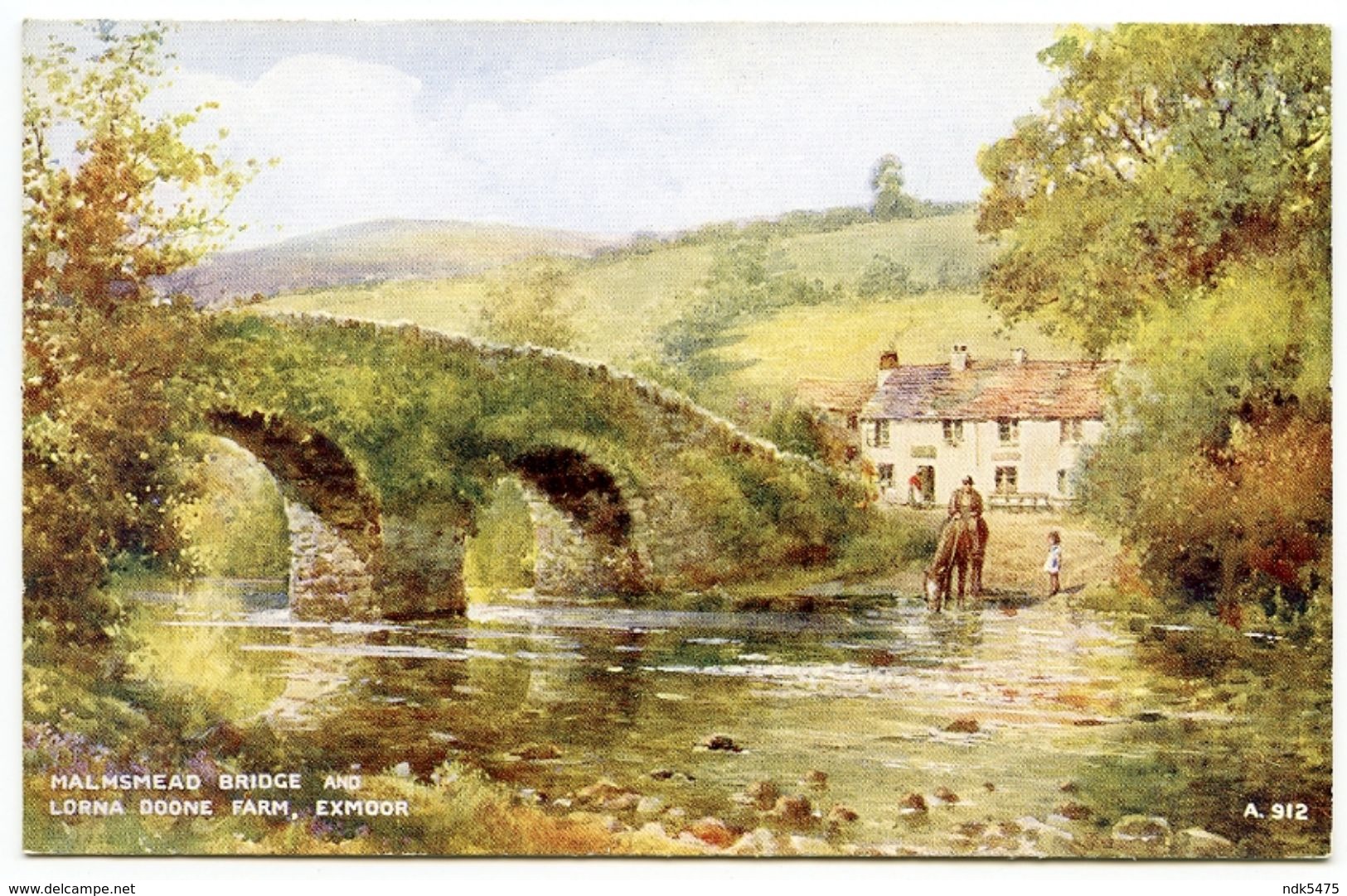 ARTIST : BRIAN GERALD / MALSMEAD BRIDGE AND LORNA DOONE FARM, EXMOOR - 1900-1949