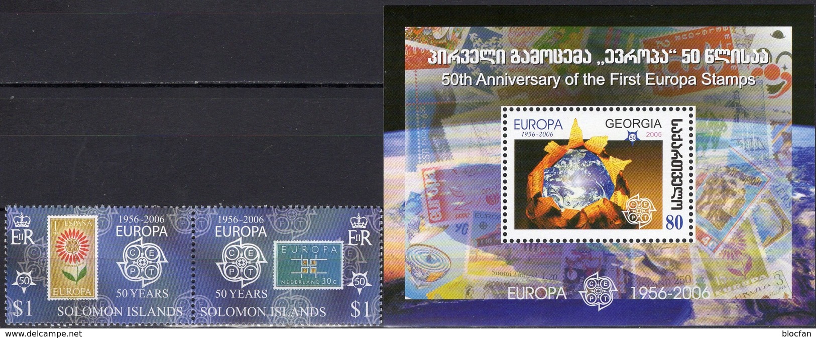 CEPT 1956-2006 Salomon 1220/1 ZD, Georgia Bl.38 ** 10€ ESPANA 1501 NL 807 Hb Blocs S/s Se-tenant Bf Stamp On Stamps - Salomon (Iles 1978-...)