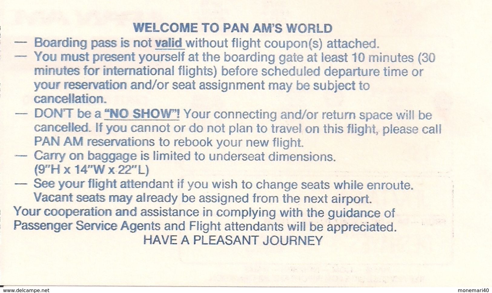 PAN AM - BRUXELLES-LONDON - CARTE D'ACCES A BORD - 4. - Mundo