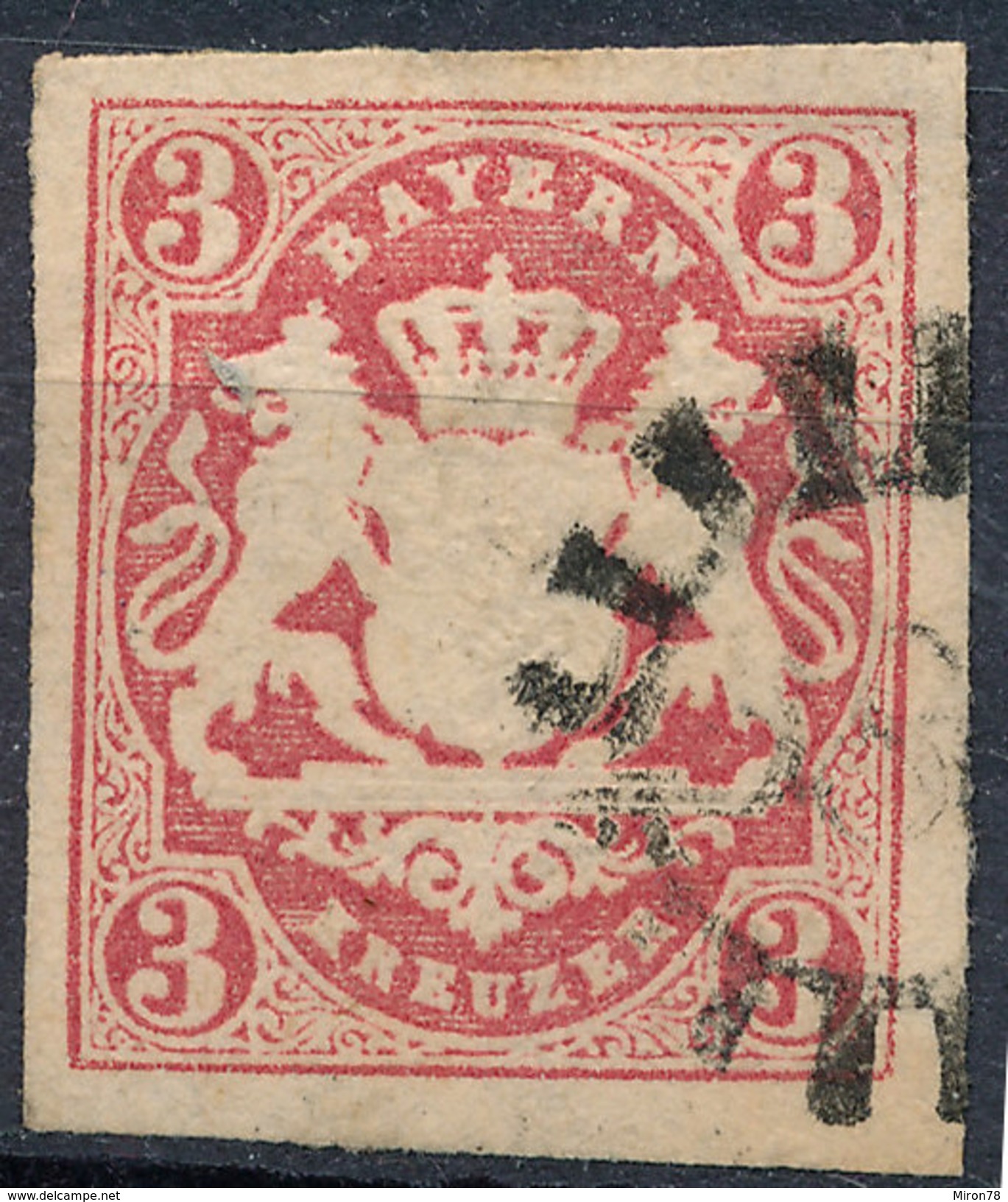 Stamp German States Bavaria 3kr 1867 Used Lot#45 - Used