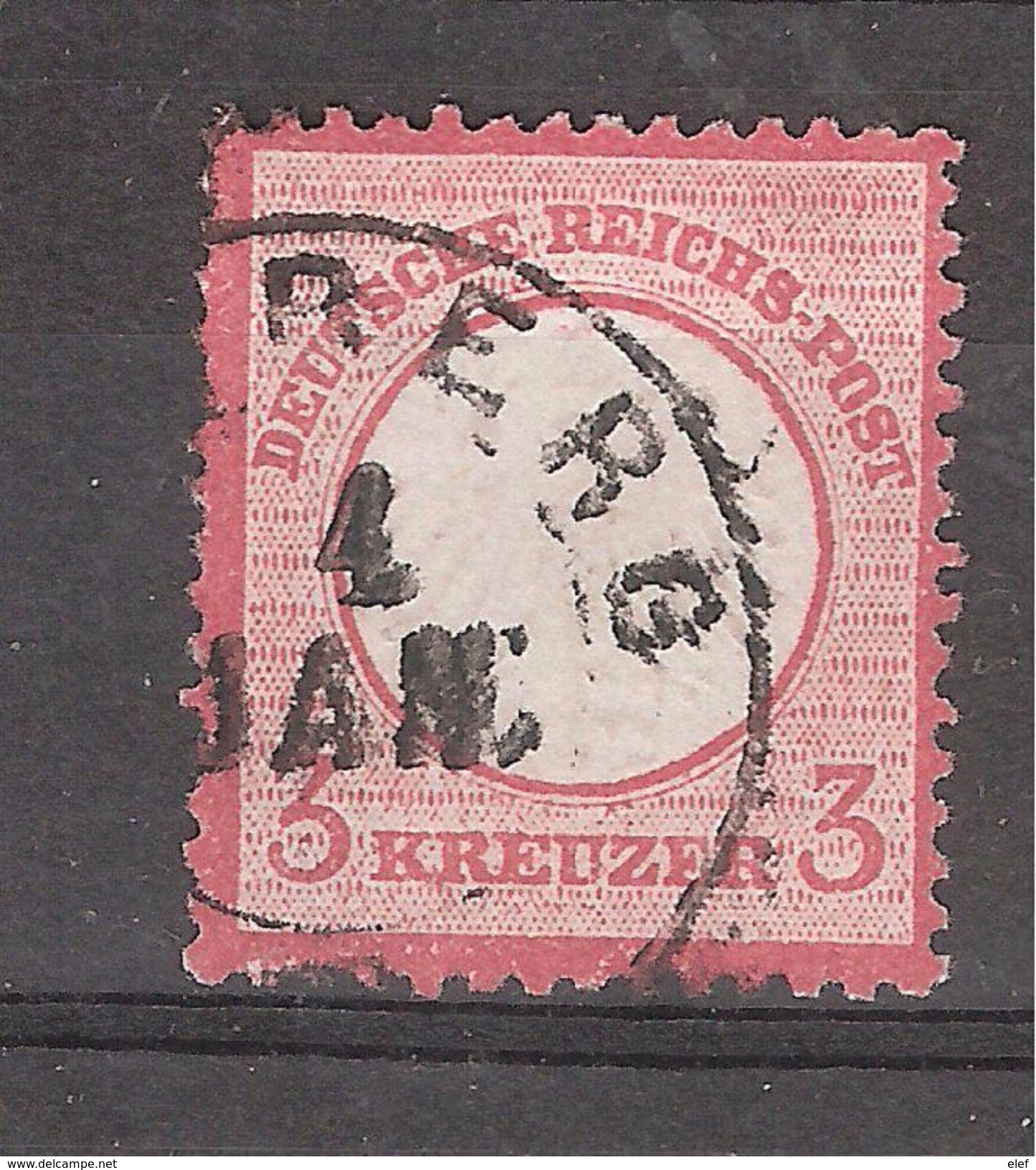 Deutsches Reich / Allemagne Empire 1872 , Yvert N° 9, 3 Kreuzer Rose Carminé , Obl  Bamberg ? TB Cote 17 Euros - Oblitérés