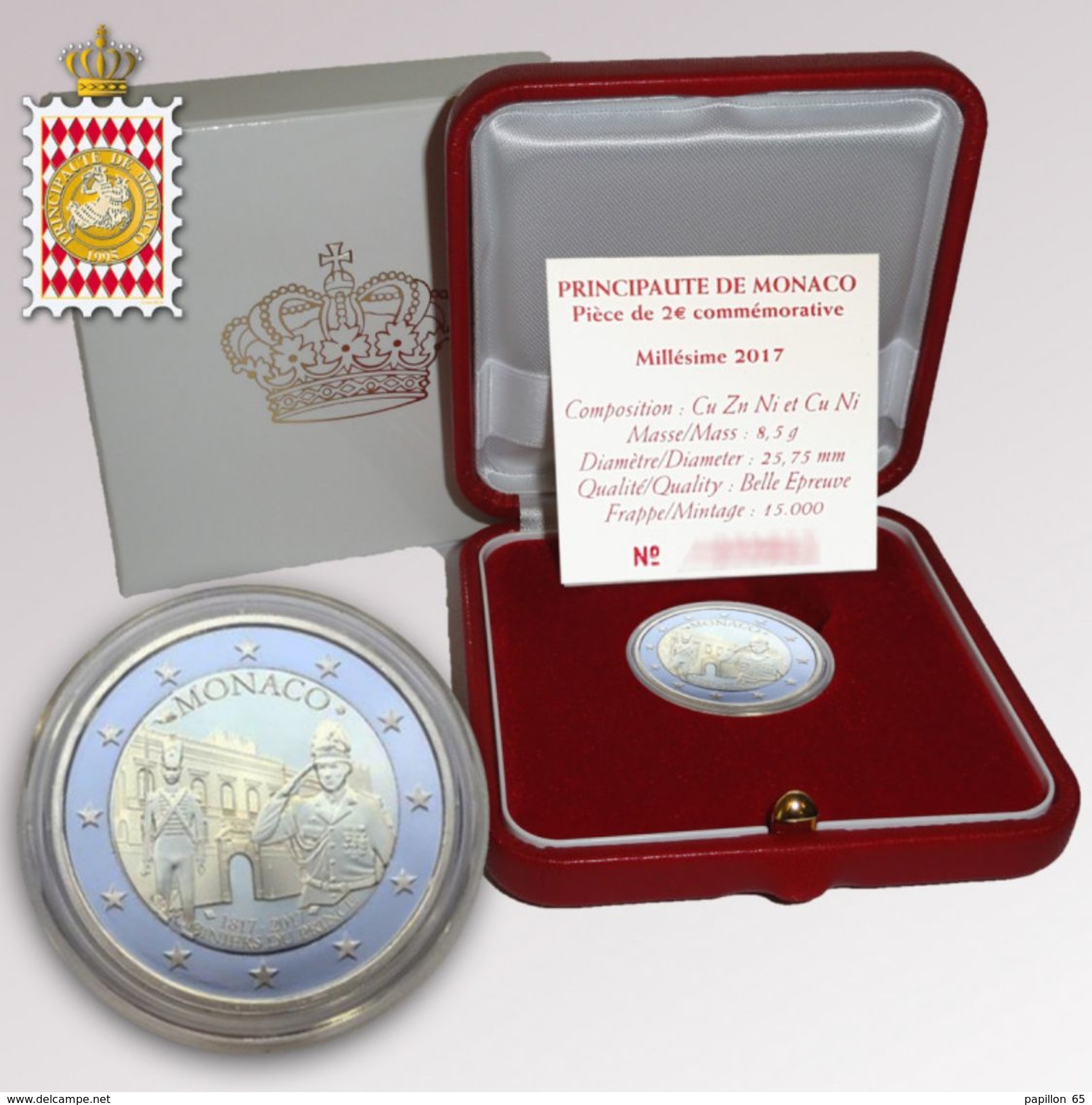 MONACO - 2 € 2017 En Qualité "Belle Épreuve" 200e Anniversaire De La Création Du Corps Des Carabiniers - Monaco