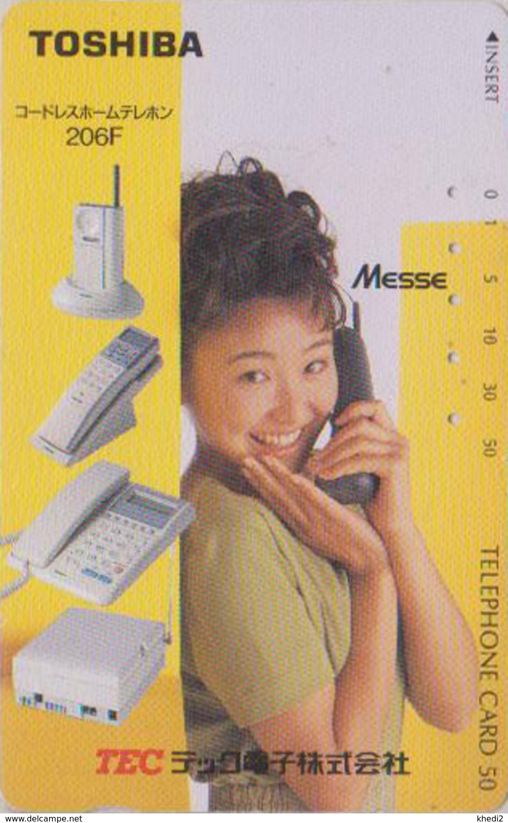 Rare Télécarte Japon / 110-116381 - FEMME - Pub TOSHIBA Adv - TELEPHONE TEC - Girl Woman Japan Phonecard - FRAU TK 3293 - Téléphones