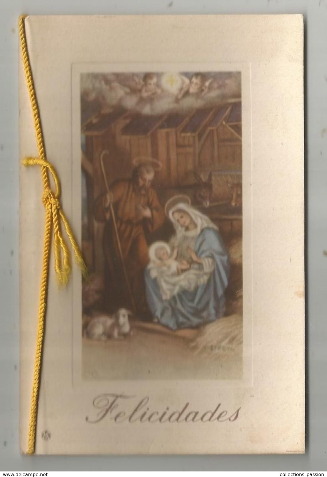 Carte De Voeux ,8 Pages,écrite 1953 , FELICIDADES , Religion, Jésus, Marie, Joseph - Naissance