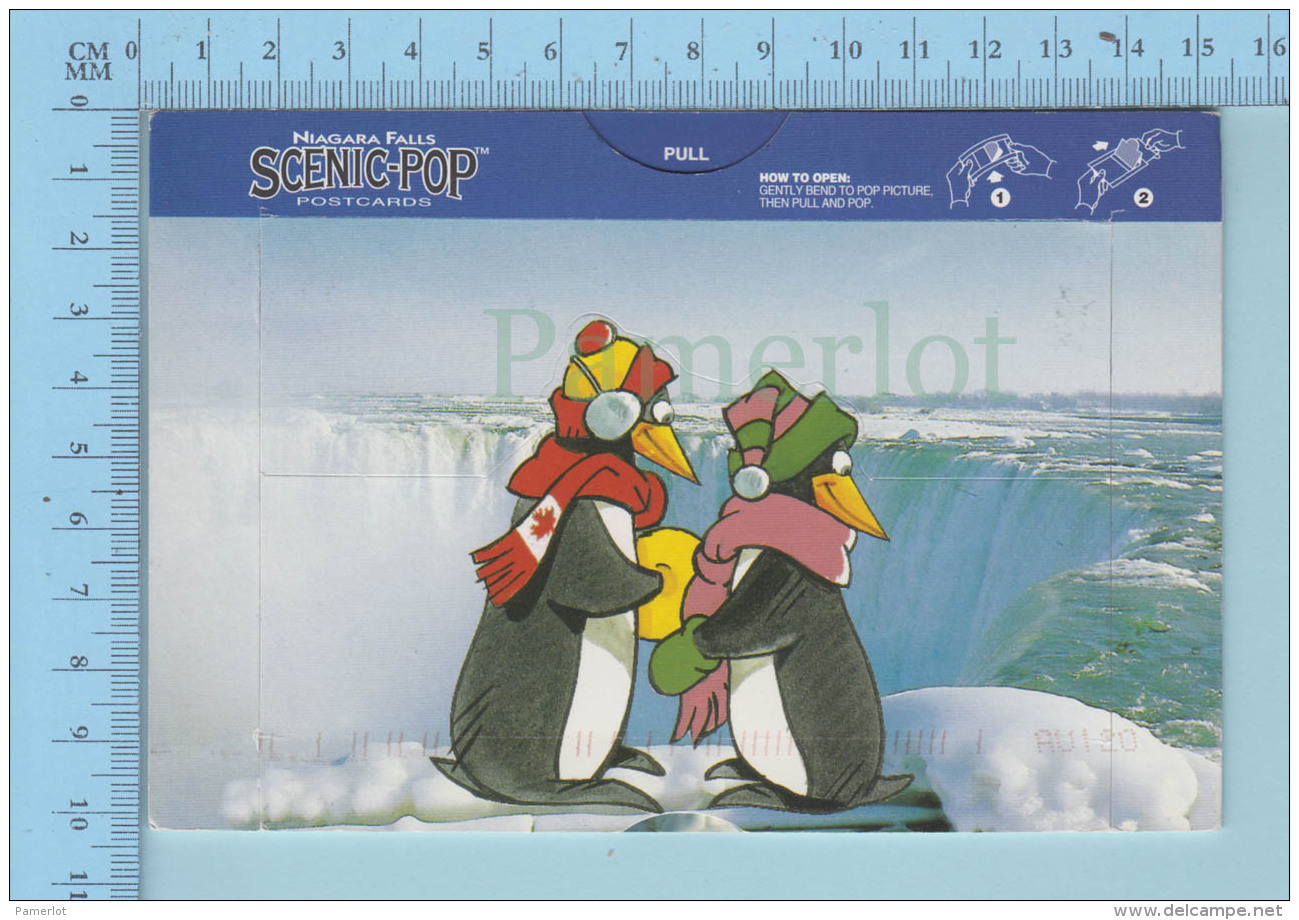 3D Scenic-pop-up - Niagara Falls, Pull Tag And Card Is Now 3d Birds Shift 90 Degree  To Let See Canadian Falls - A Systèmes