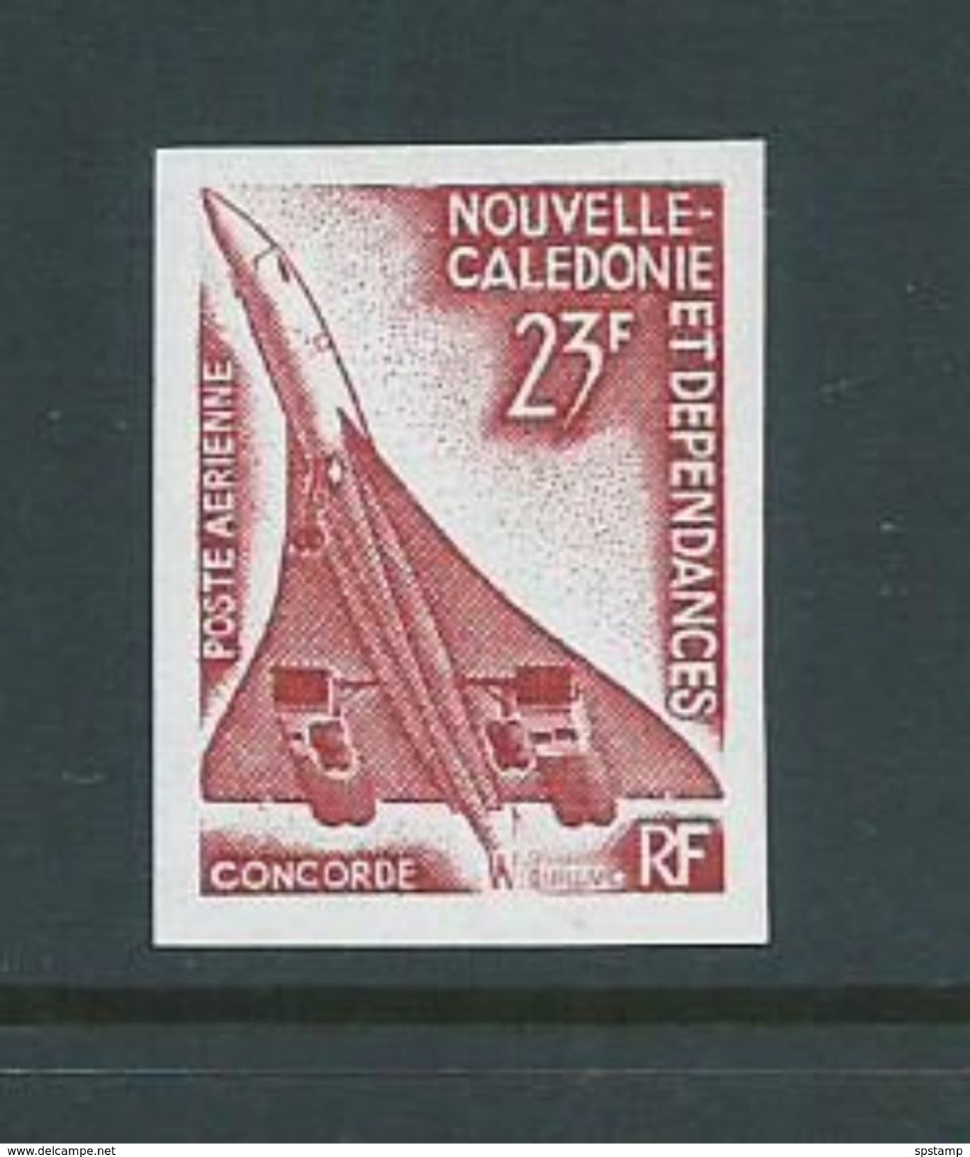 New Caledonia 1973 23f Concorde Imperforate Single In Brown-Red MNH - Imperforates, Proofs & Errors