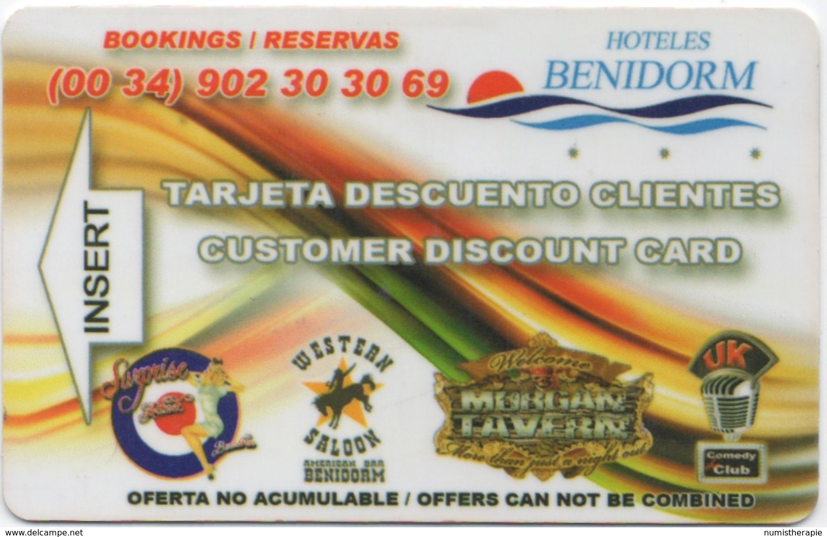 Hôtels à Benidorm Espagne : Carte De Remise Cliente : Customer Discount Card - Hotel Keycards