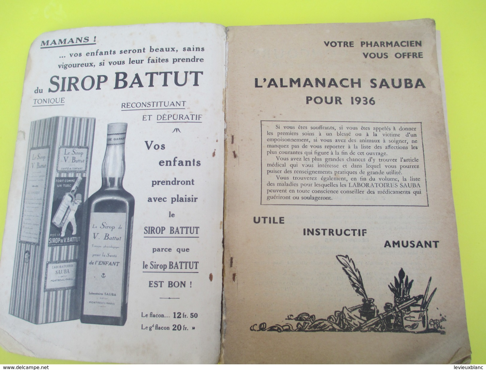 Almanach Sauba/ Laboratoires SAUBA/Pharmacie De La Gare /Jean Pfeifle / GARGAN/ 1936      CAL371 - Altri & Non Classificati