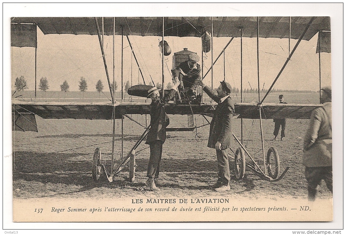 LES MAITRES DE L'AVIATION ROGER SOMMER APRES L'ATTERRISSAGE  CPA1368 - ....-1914: Precursori