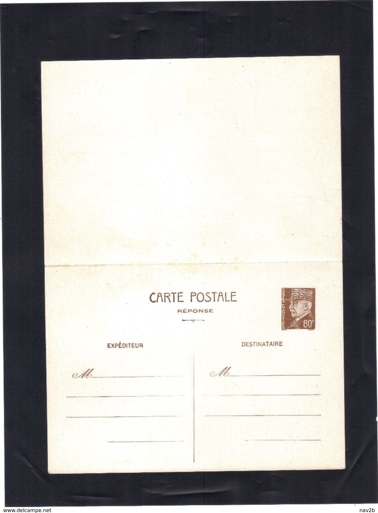 Entier Carte Postale Pétain 80 Cts .  REPONSE  PAYEE .  Neuve . - Postales Tipos Y (antes De 1995)