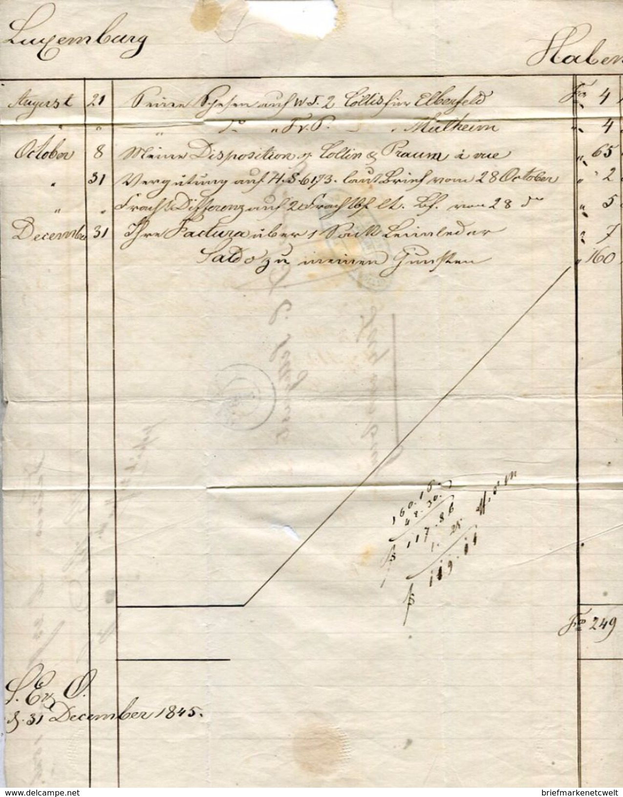 Preussen / 1845 / Vorphila-Bf. K2-o TRIER Nach Luxemburg (11/044) - Vorphilatelie