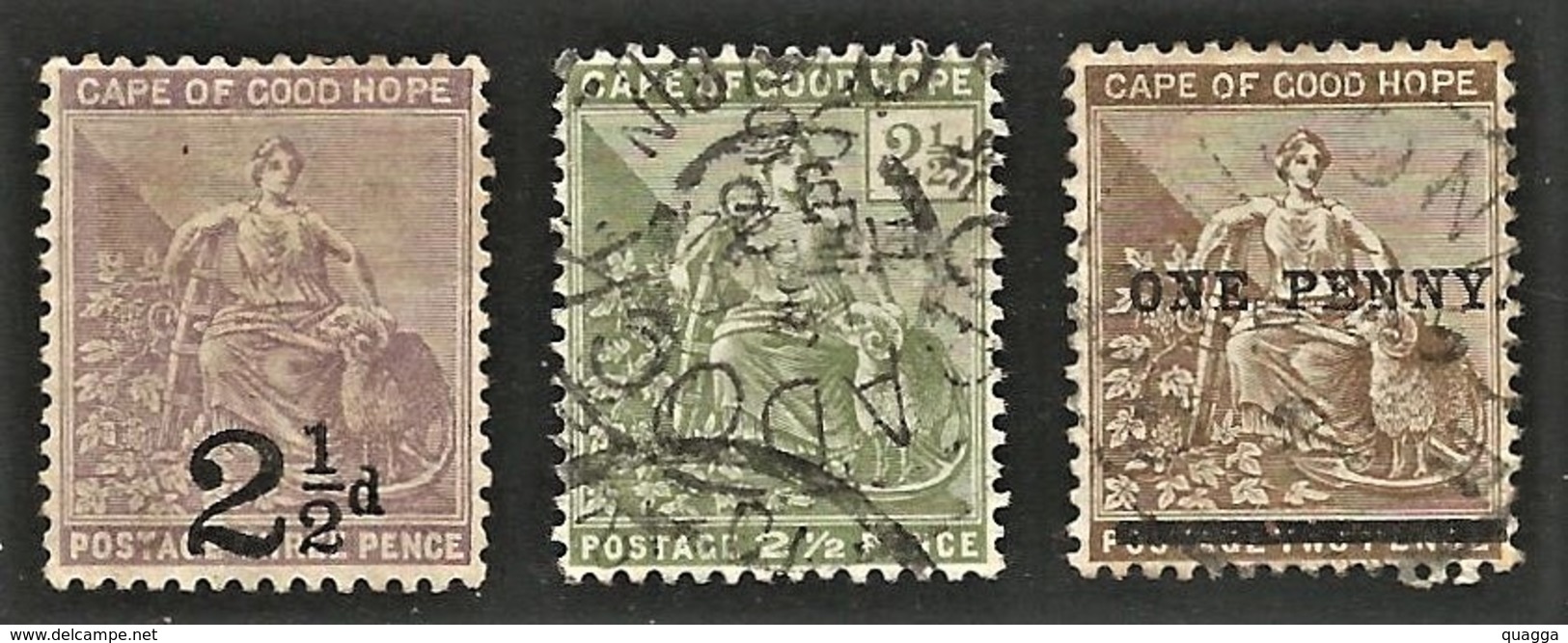 Cape Of Good Hope 1891-93 Issues (wmk. Anchor). SACC 50-51-52, SG 55-56-57. - Kap Der Guten Hoffnung (1853-1904)