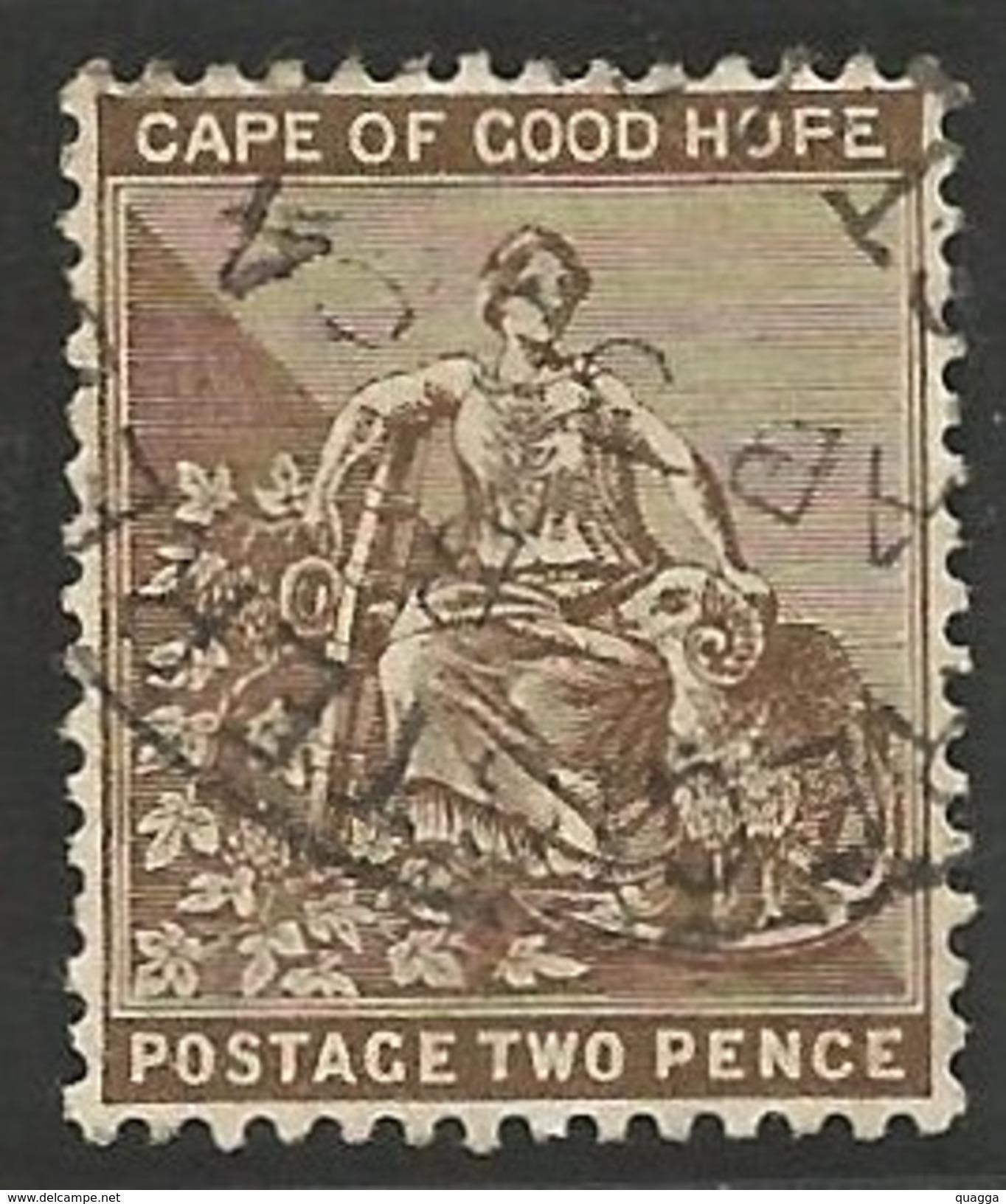 Cape Of Good Hope 1893. 2d Chocolade-brown (wmk.Anchor). SACC 57, SG 62. - Kap Der Guten Hoffnung (1853-1904)