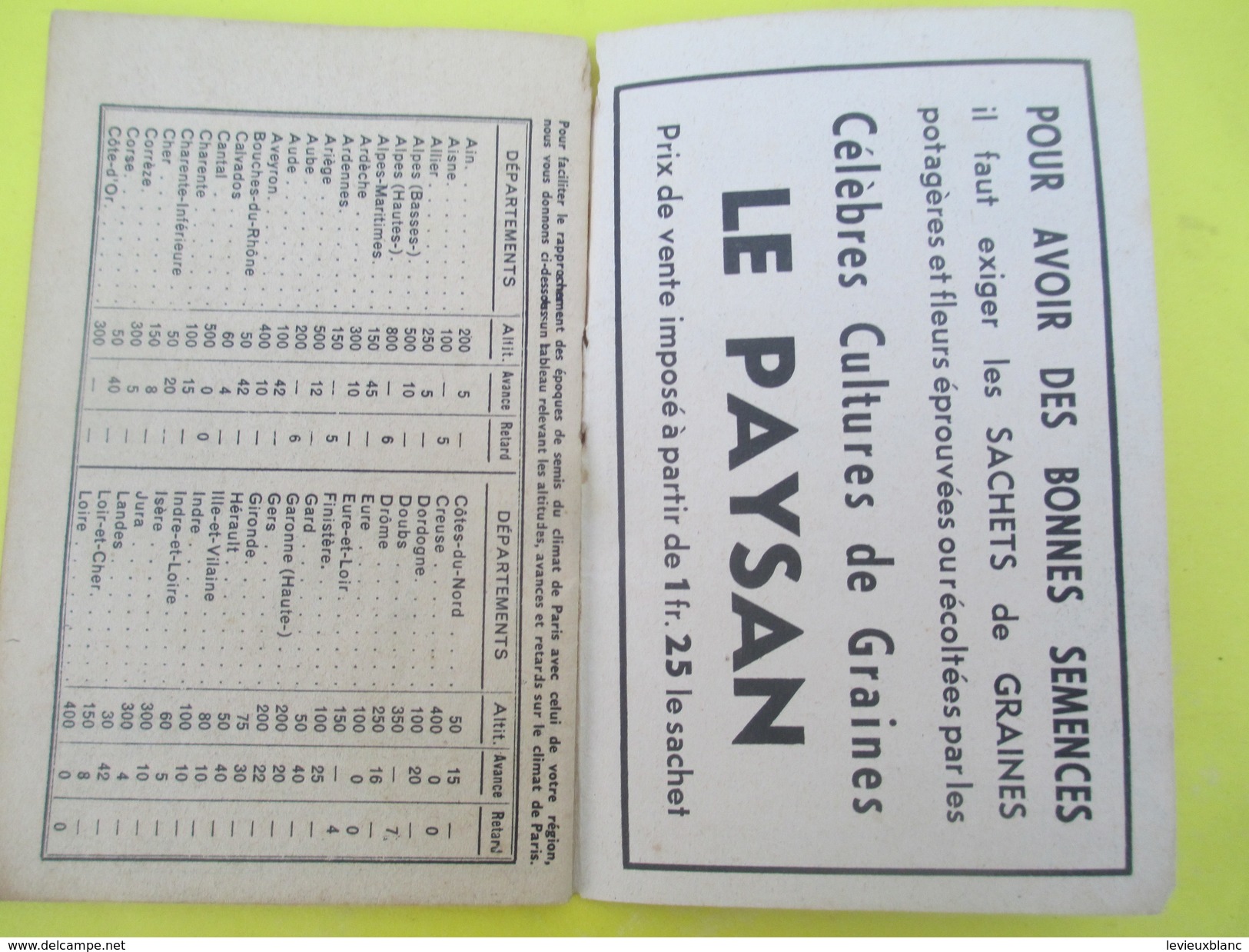 Calendrier Des Semis/Horticulture/Graines/Le Paysan/GTimmerman/Moulin De La Pipardiére/Livarot/Vimoutiers/1930-40 CAL374 - Autres & Non Classés