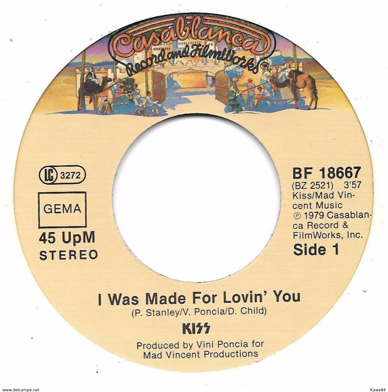 SP 45 RPM (7")  Kiss  "  I Was Made For Lovin' You  "  Allemagne - Hard Rock En Metal