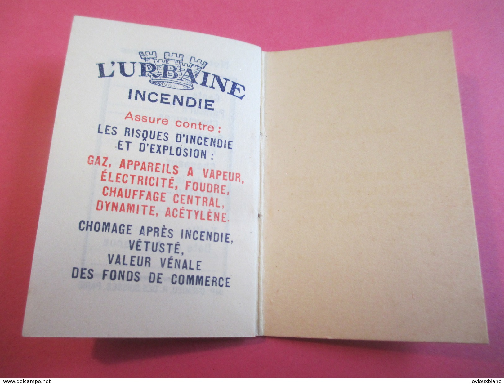 Mini Calendrier - Carnet / L'URBAINE/ Cie D'ASSURANCES/Incendie/Bd Haussmann Paris/ 1932             CAL378 - Autres & Non Classés