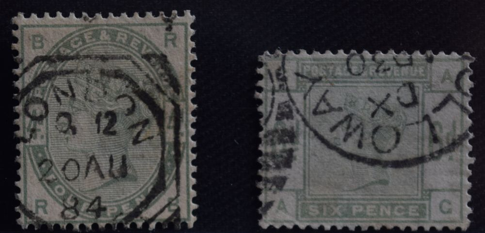 502 502- Stamps - Foreign- Great Britain- 1884 Victoria 4 P Green And 6 P Green Mi 77 And 79, Used Stamps - Otros & Sin Clasificación