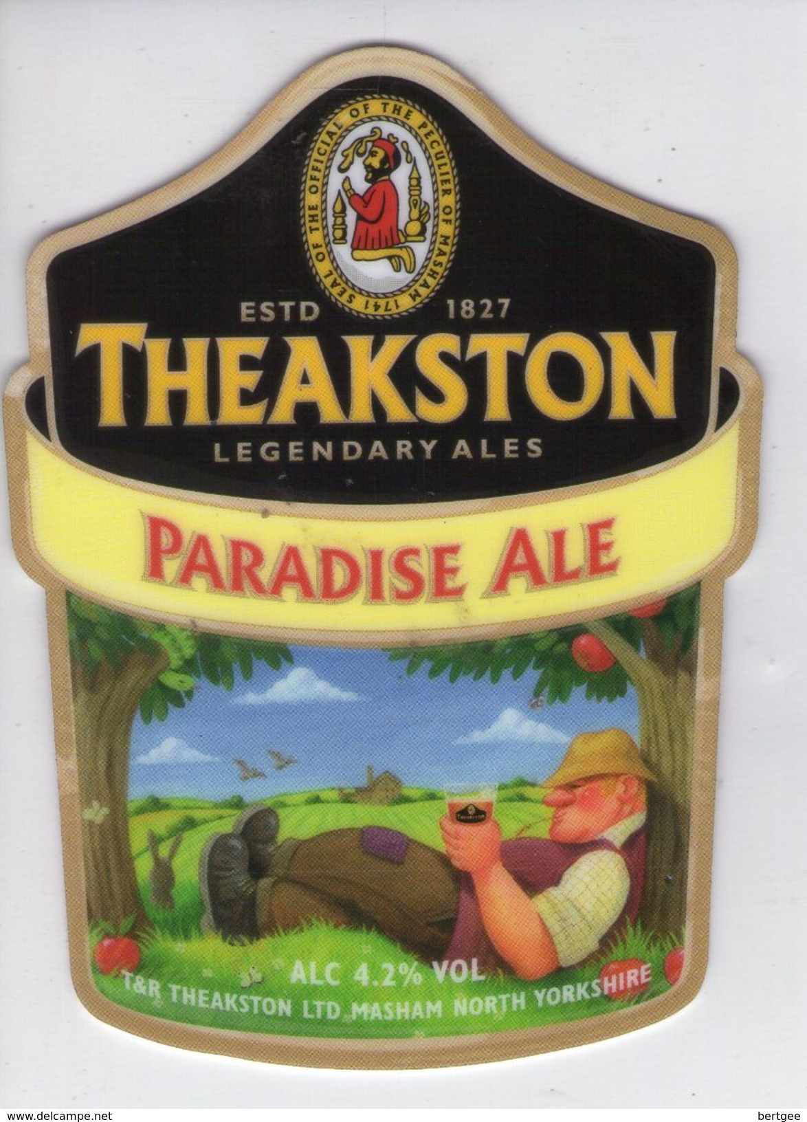 THEAKSTON BREWERY (MASHAM, ENGLAND) - PARADISE ALE - PUMP CLIP FRONT - Signs