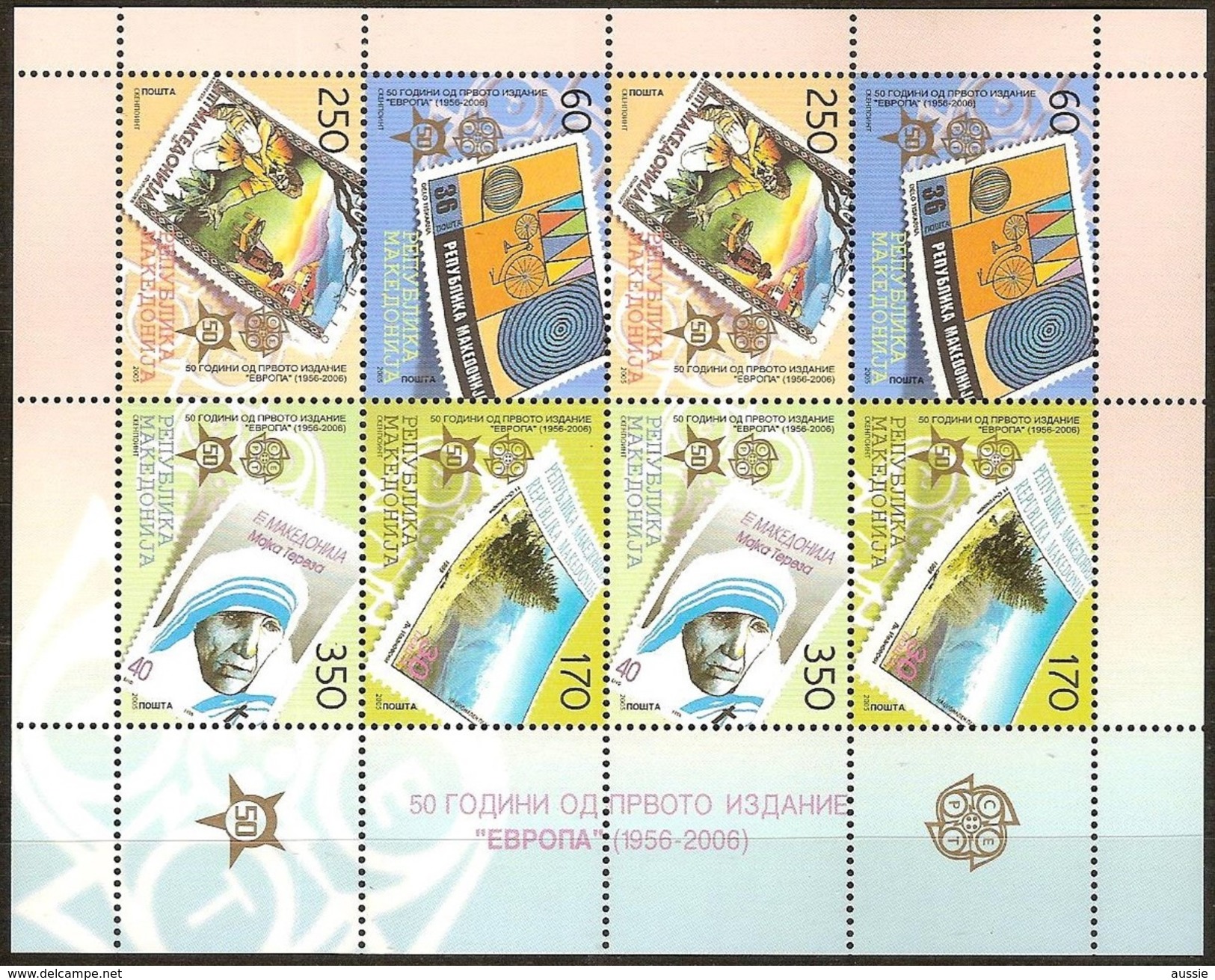 Macedonie Macédoine 2005 Yvertn° 362-365 *** MNH  Bloc 2 Séries Cote 100,00 Euro 50 Ans Europa 50 Jaar - Macédoine Du Nord