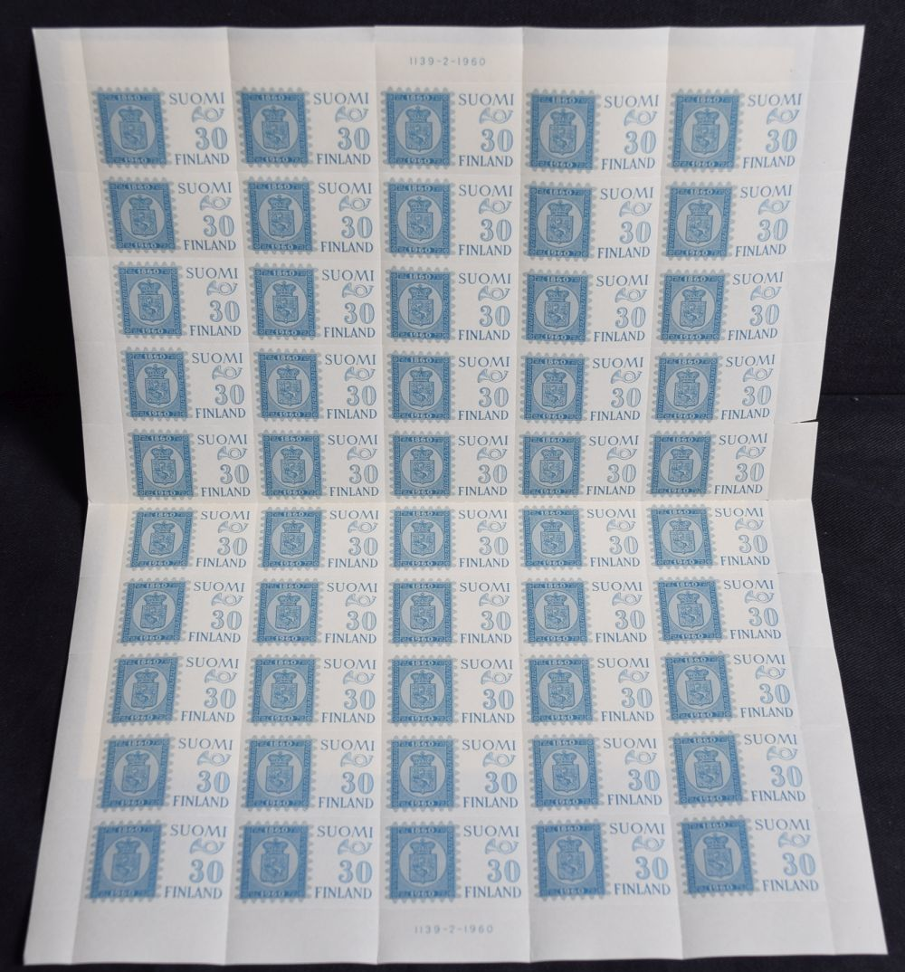 1959 1959- Stamps - Finland- Finland Whole Sheets- 1960 Exhibition Stamp Sheet (50) - Finland