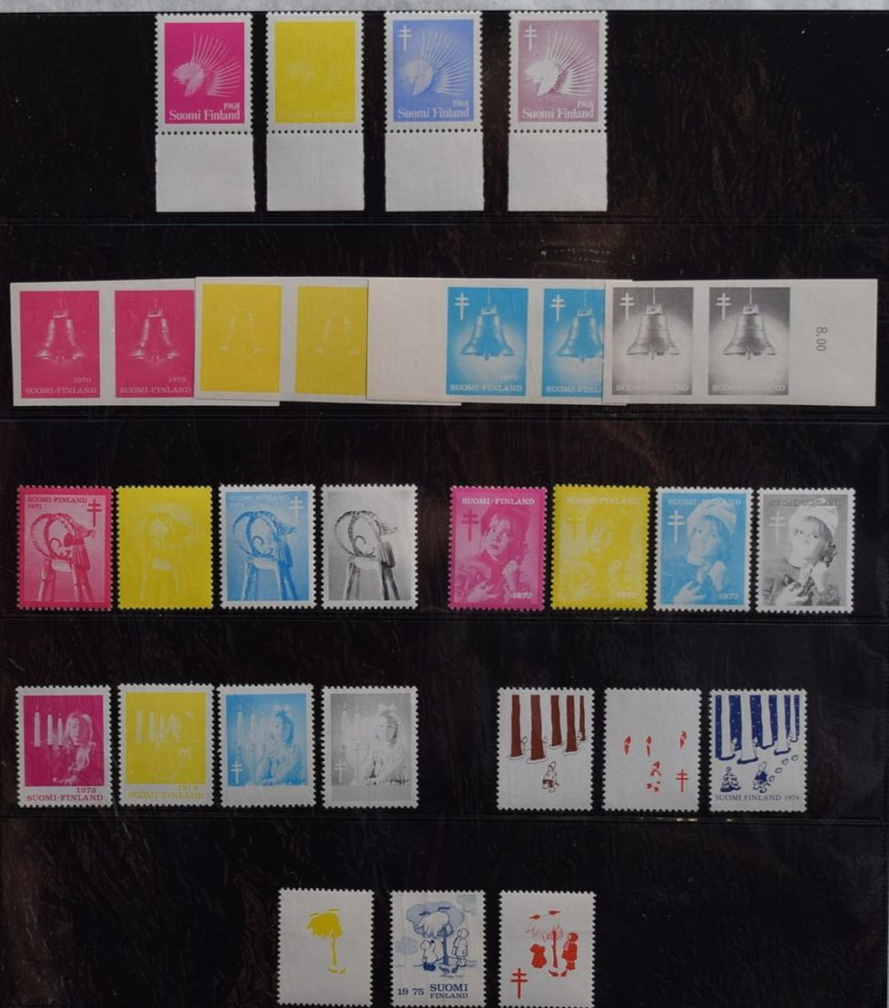 1970 1970- Stamps - Finland- Christmas Seals- 1968 - 1975 Lot Scale Stamps, Seven Sets (one Stamp Missing) - Finlandia