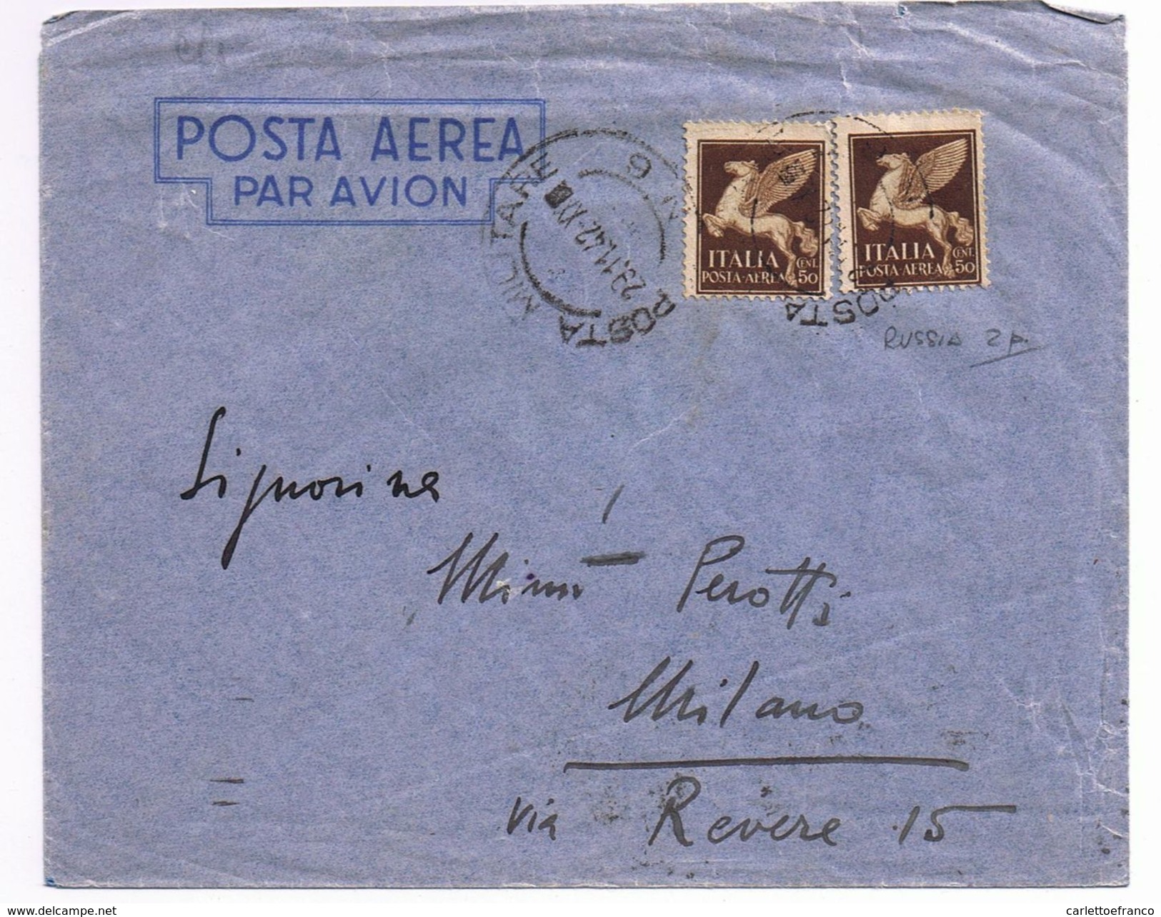 Busta Posta Aerea - Posta Militare 6 - Viaggiata 11/1942 ( Russia ) - - Marcophilie (Avions)