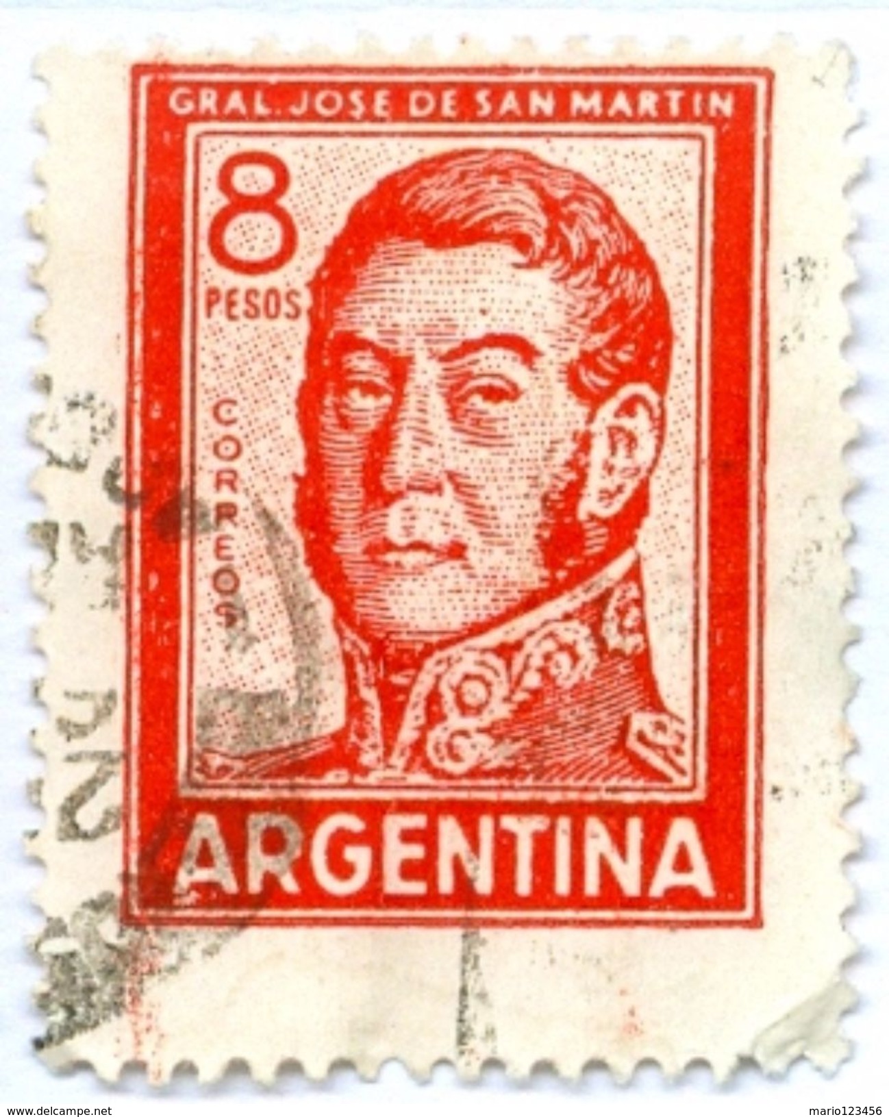 ARGENTINA, COMMEMORATIVO, GENERALE SAN MARTIN, 1965, FRANCOBOLLI USATI Scott 695A - Usati